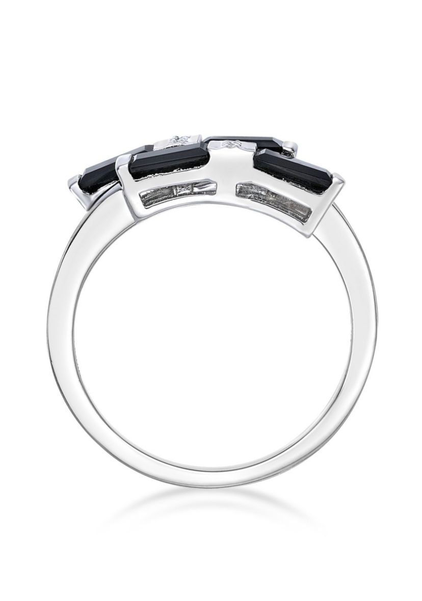 1/4 ct. t.w. Black Onyx and White Topaz Accent Ring in Sterling Silver