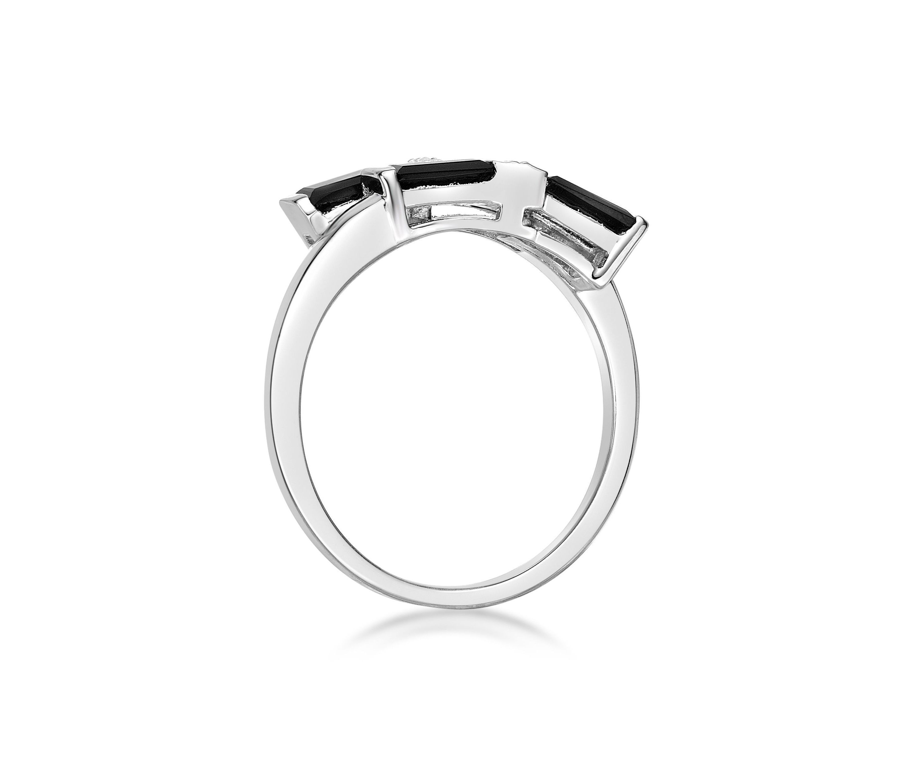 1/4 ct. t.w. Black Onyx and White Topaz Accent Ring in Sterling Silver