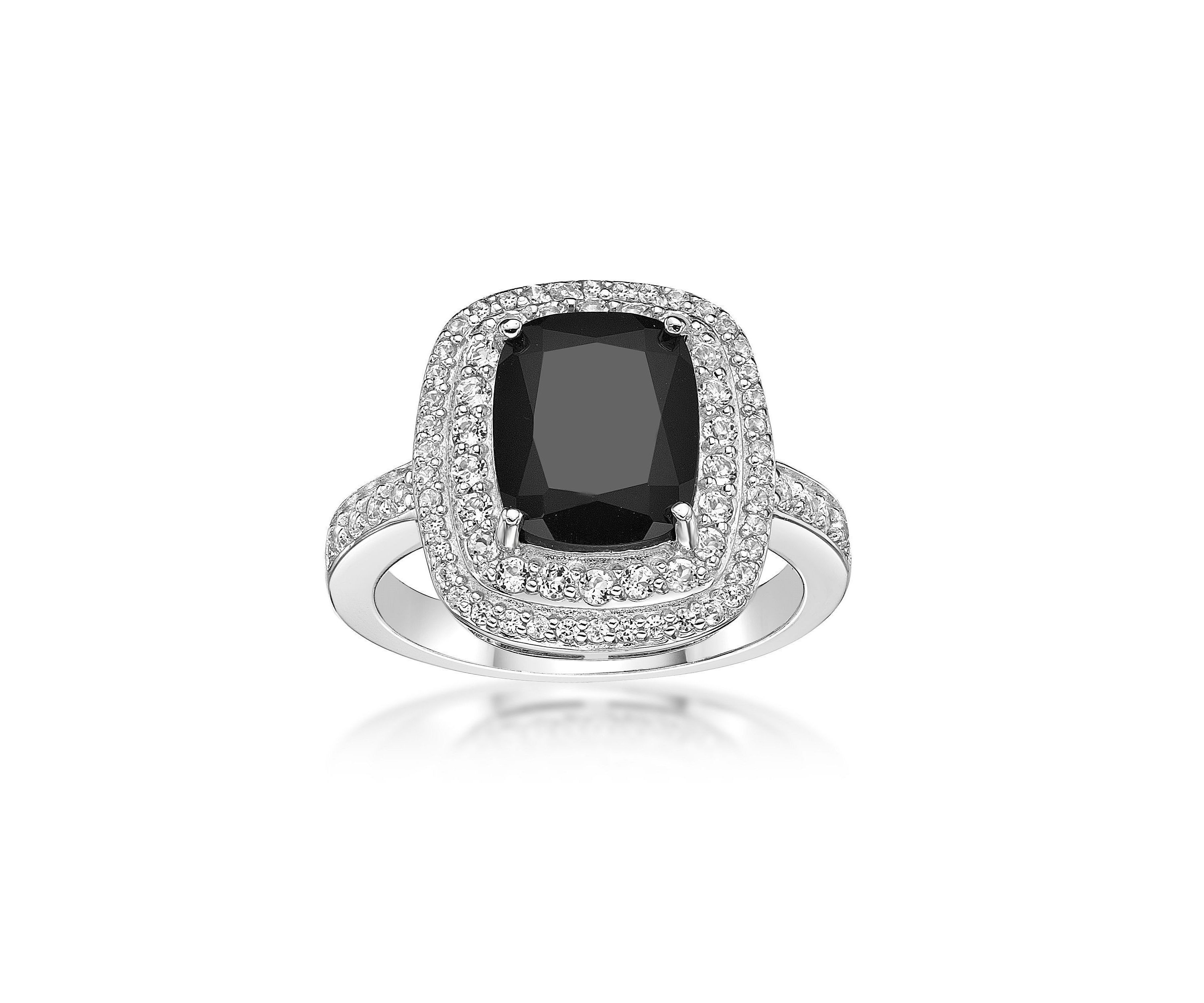 2.7 ct. t.w. Black Onyx and 7/8 ct. t.w. White Topaz Ring in Sterling Silver