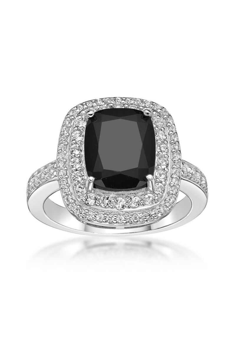 2.7 ct. t.w. Black Onyx and 7/8 ct. t.w. White Topaz Ring in Sterling Silver