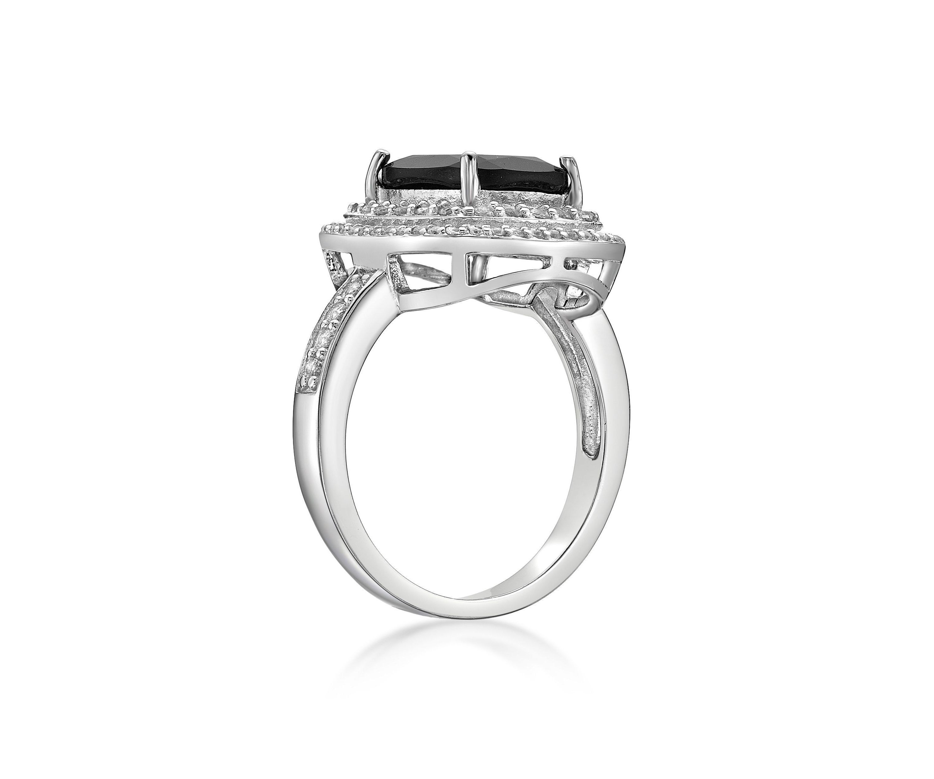 2.7 ct. t.w. Black Onyx and 7/8 ct. t.w. White Topaz Ring in Sterling Silver