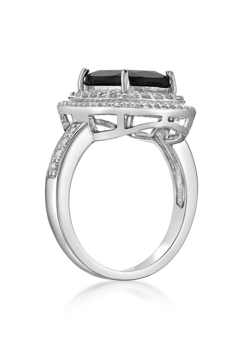2.7 ct. t.w. Black Onyx and 7/8 ct. t.w. White Topaz Ring in Sterling Silver
