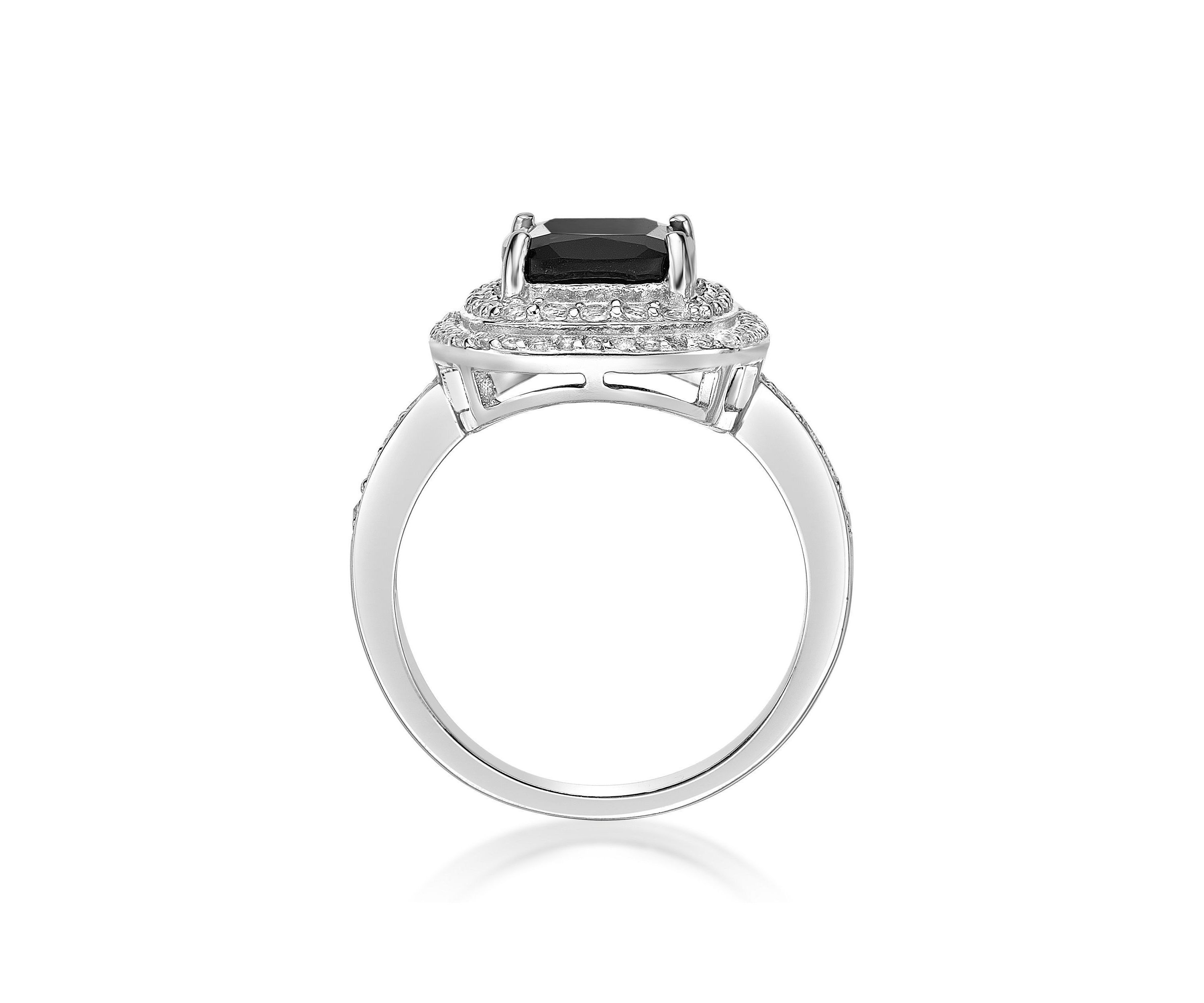 2.7 ct. t.w. Black Onyx and 7/8 ct. t.w. White Topaz Ring in Sterling Silver