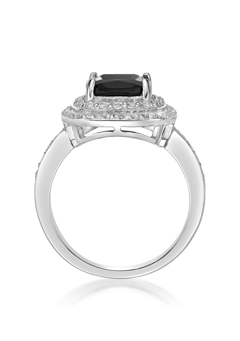 2.7 ct. t.w. Black Onyx and 7/8 ct. t.w. White Topaz Ring in Sterling Silver