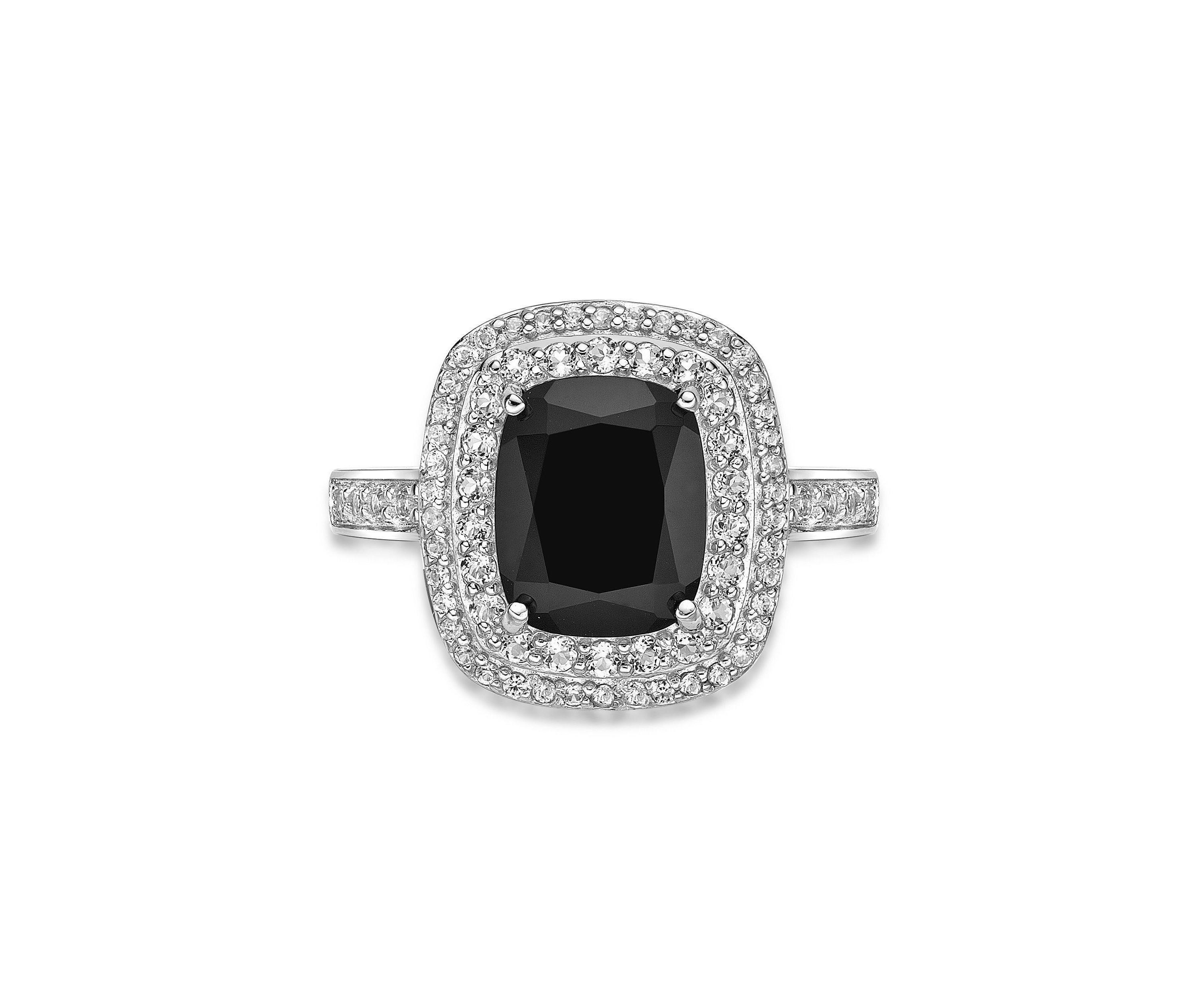 2.7 ct. t.w. Black Onyx and 7/8 ct. t.w. White Topaz Ring in Sterling Silver