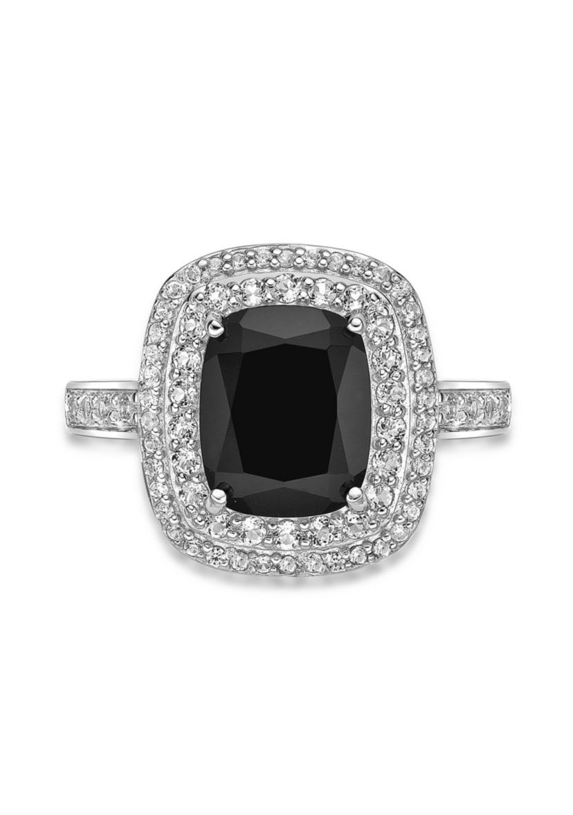 2.7 ct. t.w. Black Onyx and 7/8 ct. t.w. White Topaz Ring in Sterling Silver