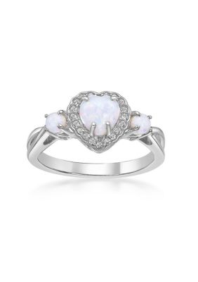 Gemminded Lab Created 0.45 ct. t.w. Lab-created Opal and 1/2 ct. t.w. Lab-Created White Sapphire Ring in Sterling Silver