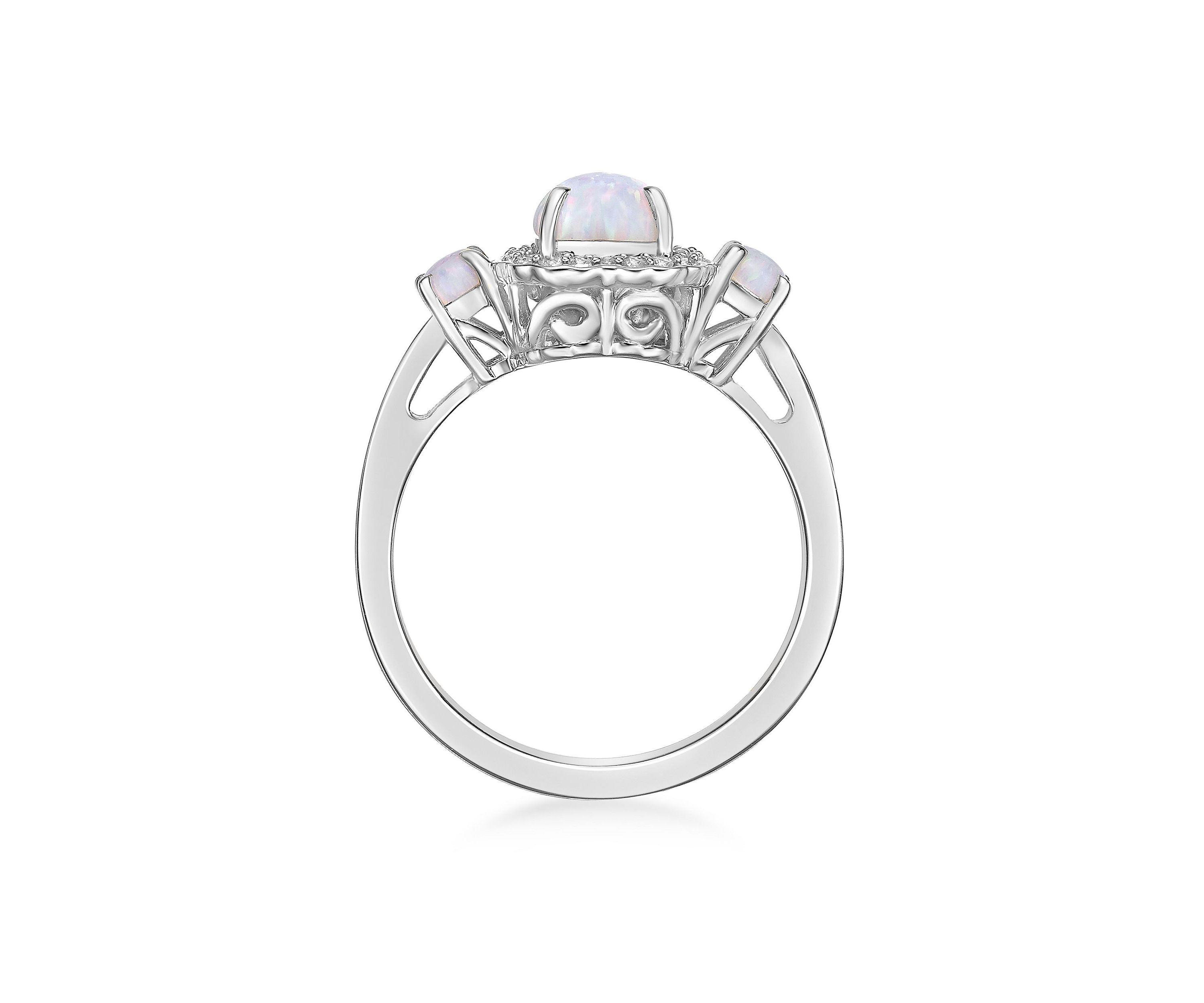 Lab Created 0.45 ct. t.w. Lab-created Opal and 1/2 ct. t.w. Lab-Created White Sapphire Ring in Sterling Silver