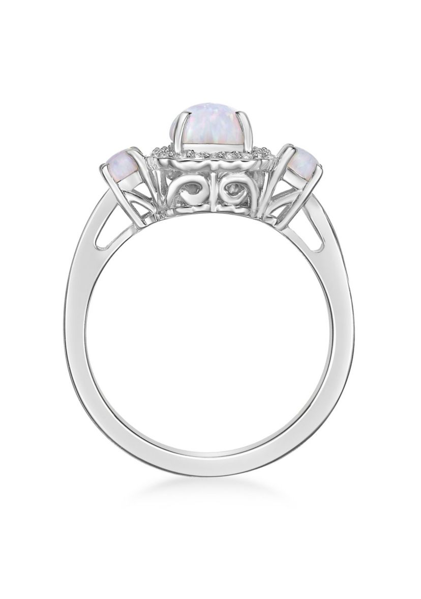 Lab Created 0.45 ct. t.w. Lab-created Opal and 1/2 ct. t.w. Lab-Created White Sapphire Ring in Sterling Silver