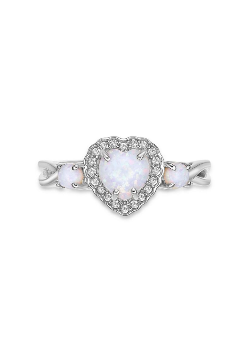 Lab Created 0.45 ct. t.w. Lab-created Opal and 1/2 ct. t.w. Lab-Created White Sapphire Ring in Sterling Silver