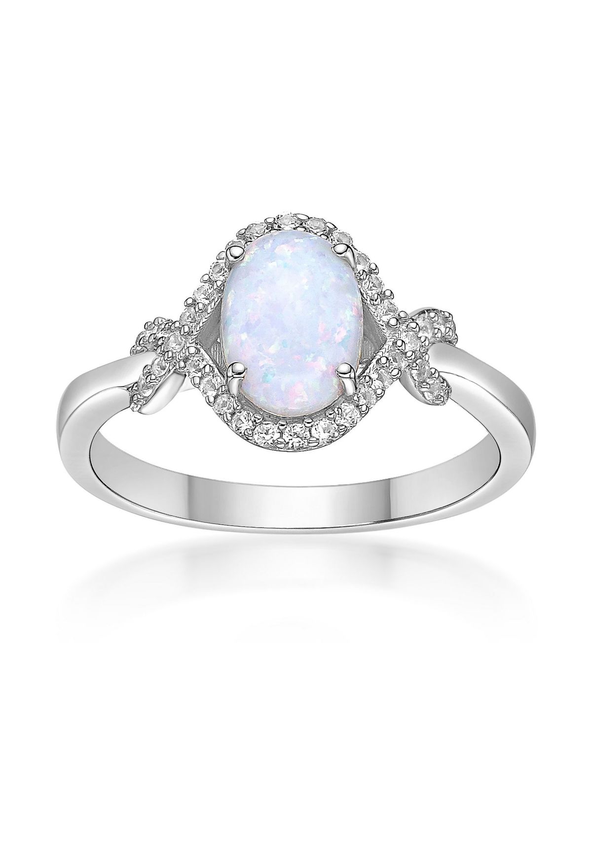 Lab Created 1 ct. t.w. Lab-created Opal and 1/3 ct. t.w. Lab-Created White Sapphire Ring in Sterling Silver