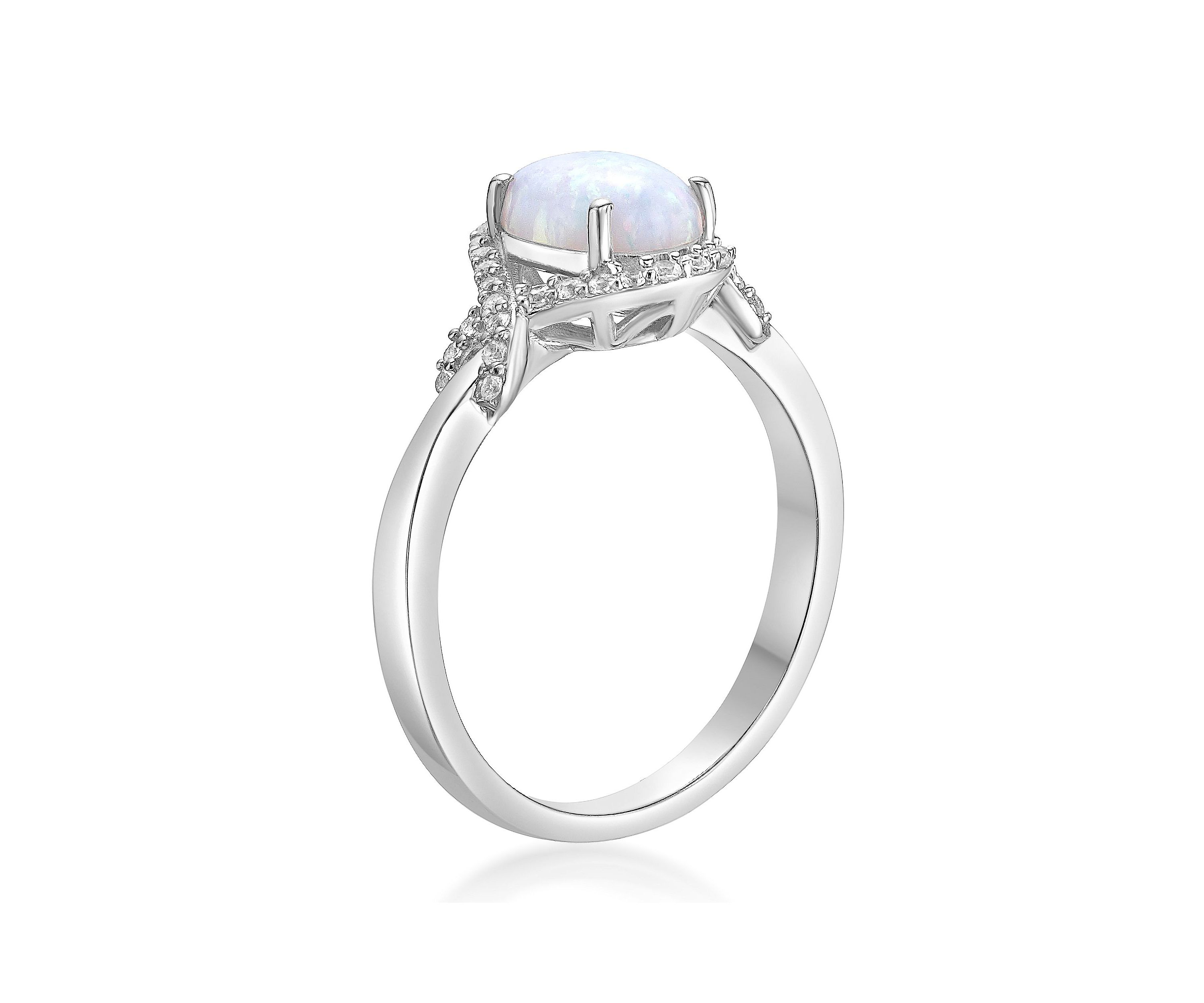 Lab Created 1 ct. t.w. Lab-created Opal and 1/3 ct. t.w. Lab-Created White Sapphire Ring in Sterling Silver