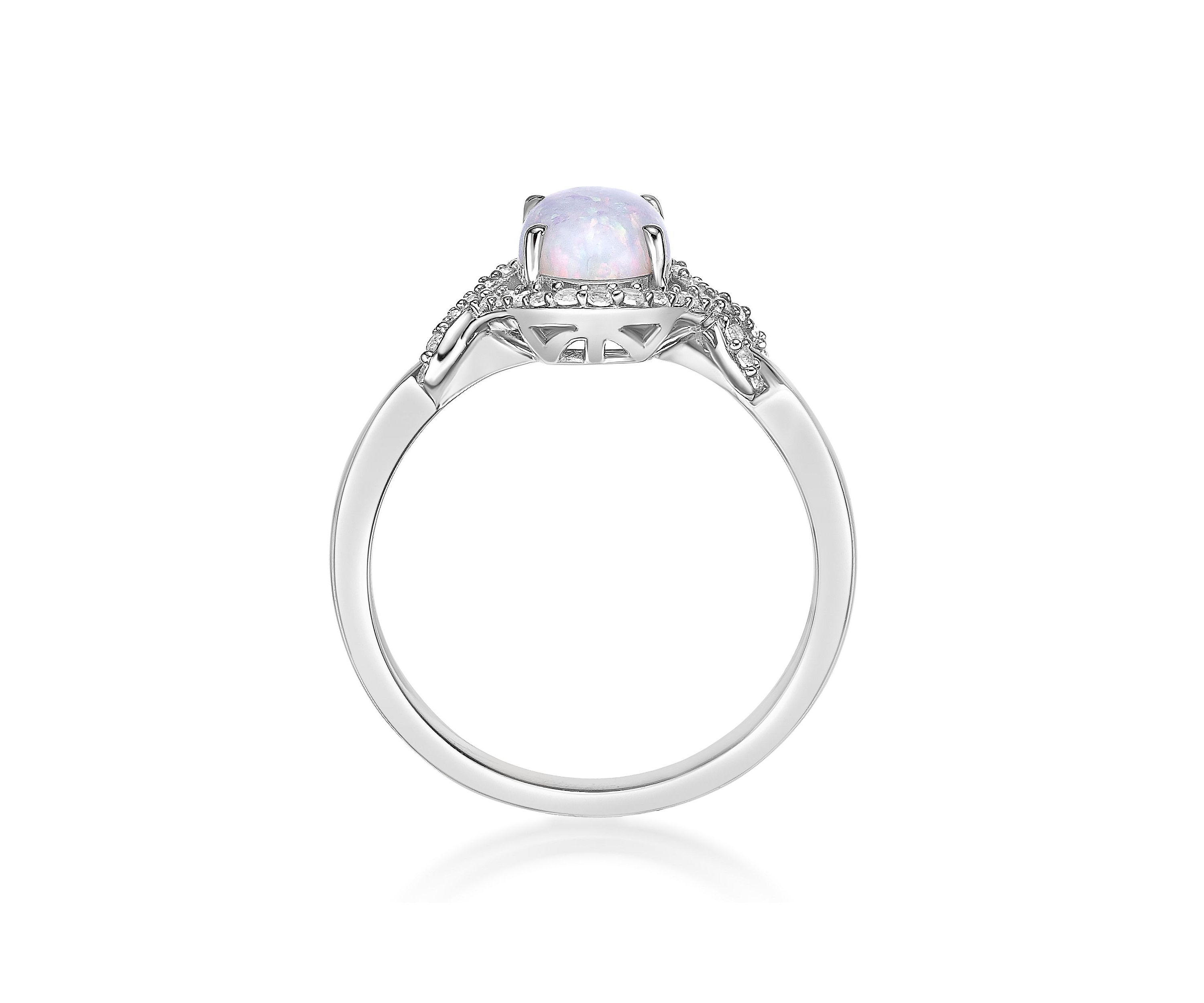 Lab Created 1 ct. t.w. Lab-created Opal and 1/3 ct. t.w. Lab-Created White Sapphire Ring in Sterling Silver