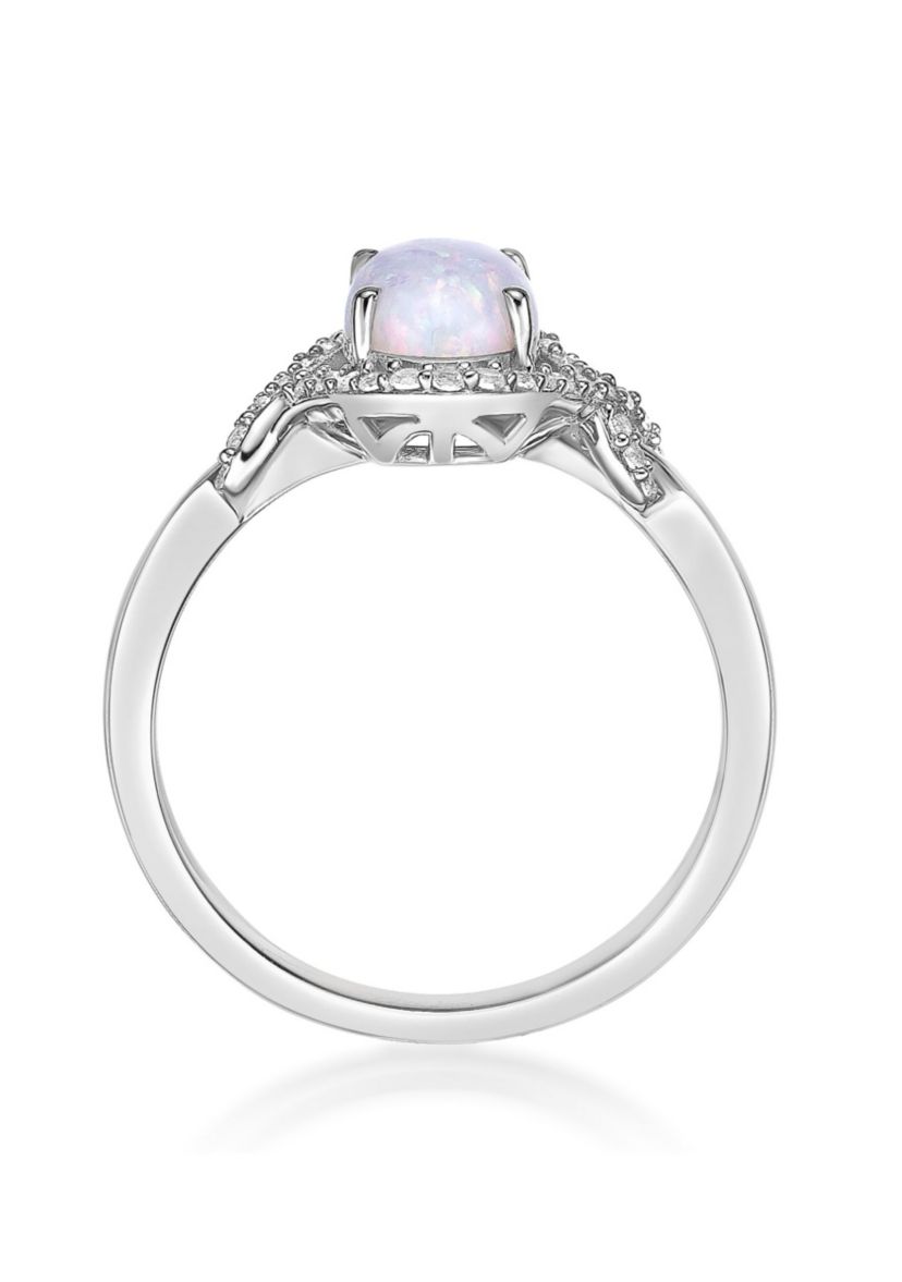 Lab Created 1 ct. t.w. Lab-created Opal and 1/3 ct. t.w. Lab-Created White Sapphire Ring in Sterling Silver