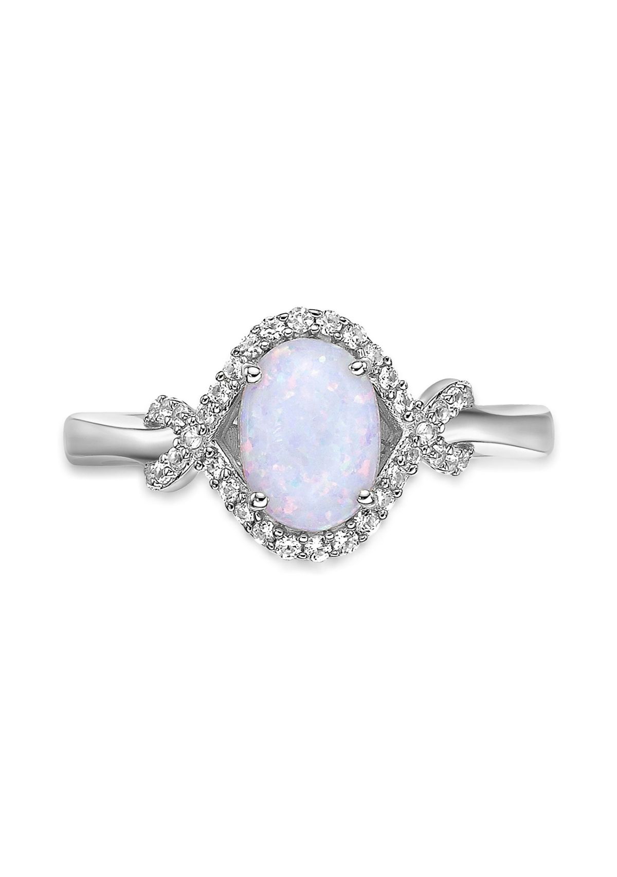 Lab Created 1 ct. t.w. Lab-created Opal and 1/3 ct. t.w. Lab-Created White Sapphire Ring in Sterling Silver