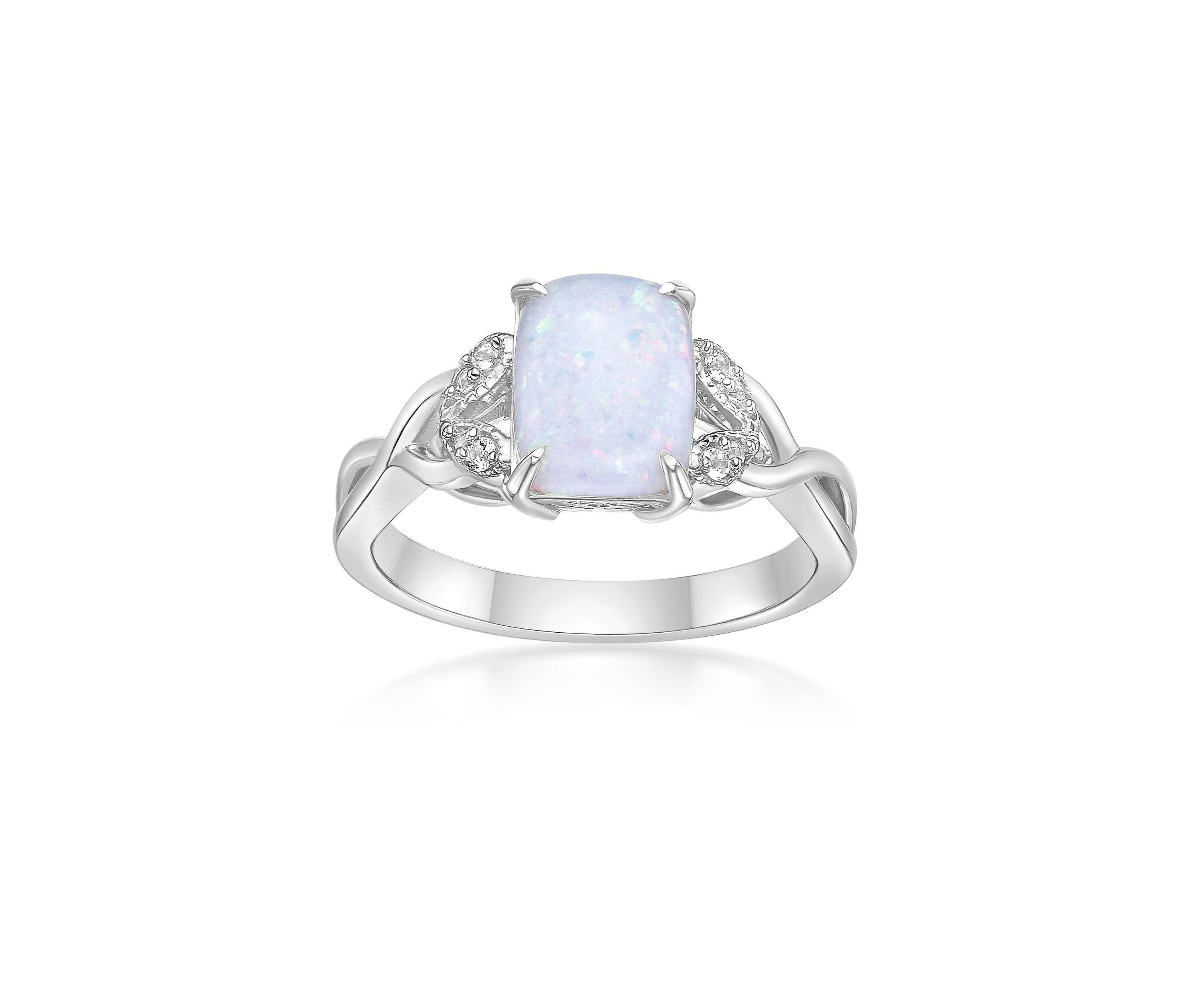 Lab Created 1 ct. t.w. Lab-created Opal and 0.8 ct. t.w. Lab-Created White Sapphire Ring in Sterling Silver