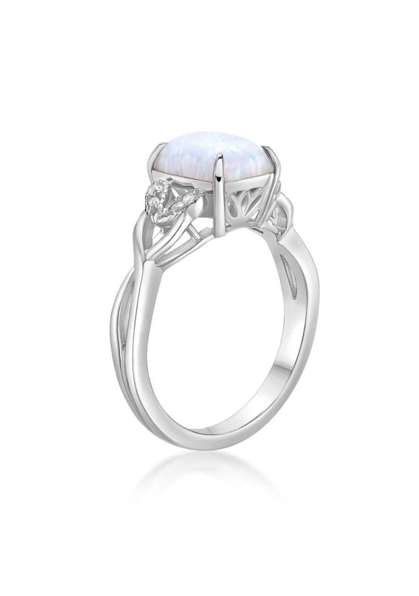 Lab Created 1 ct. t.w. Lab-created Opal and 0.8 ct. t.w. Lab-Created White Sapphire Ring in Sterling Silver