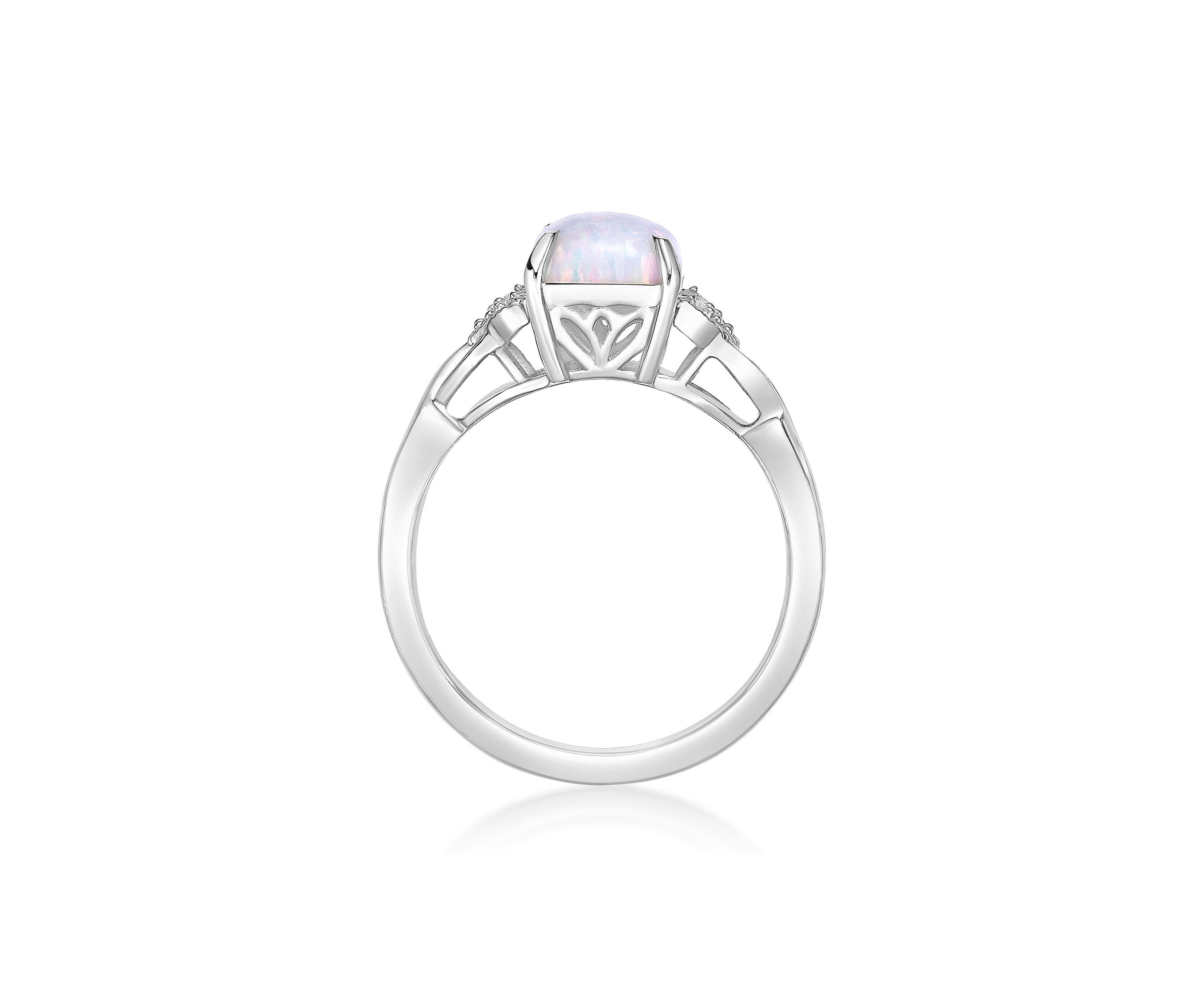 Lab Created 1 ct. t.w. Lab-created Opal and 0.8 ct. t.w. Lab-Created White Sapphire Ring in Sterling Silver