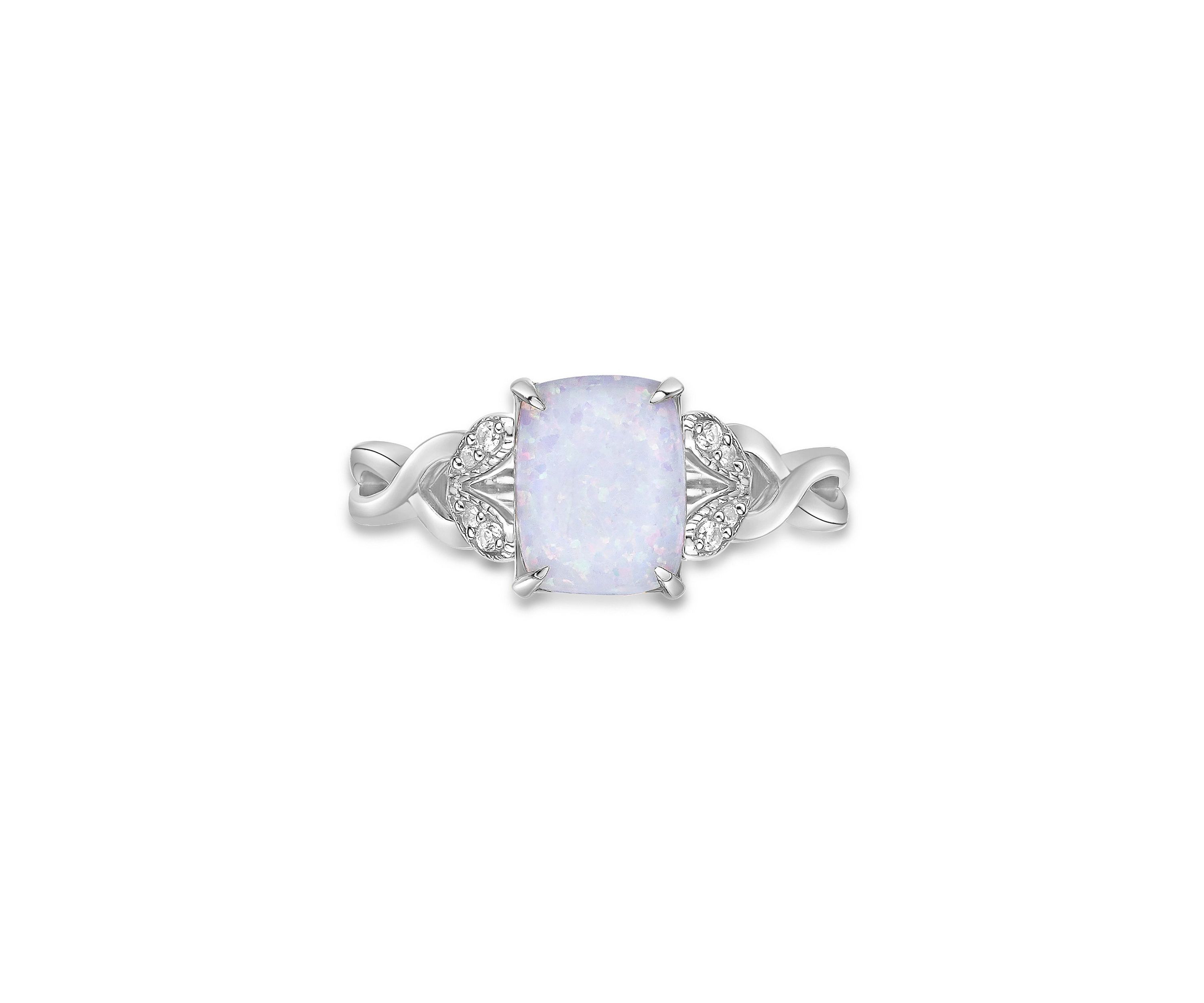 Lab Created 1 ct. t.w. Lab-created Opal and 0.8 ct. t.w. Lab-Created White Sapphire Ring in Sterling Silver