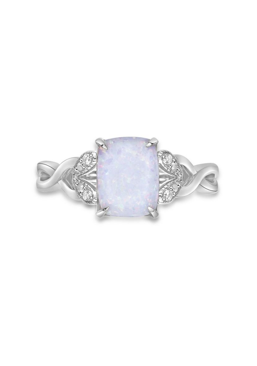 Lab Created 1 ct. t.w. Lab-created Opal and 0.8 ct. t.w. Lab-Created White Sapphire Ring in Sterling Silver