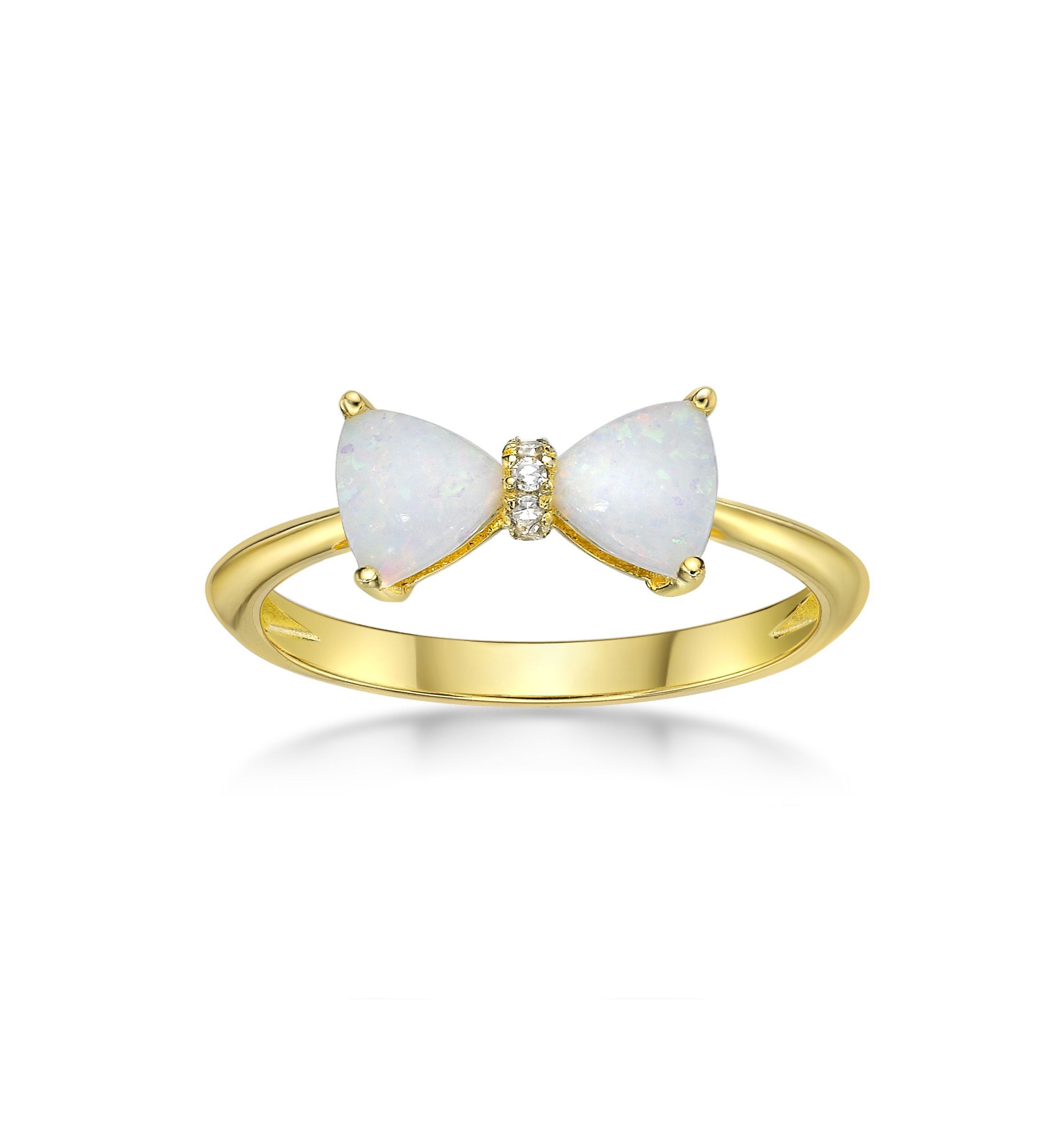 Lab Created 0.4 ct. t.w. Lab-created Opal and Diamond Accent Ring in Gold Plated Sterling Silver