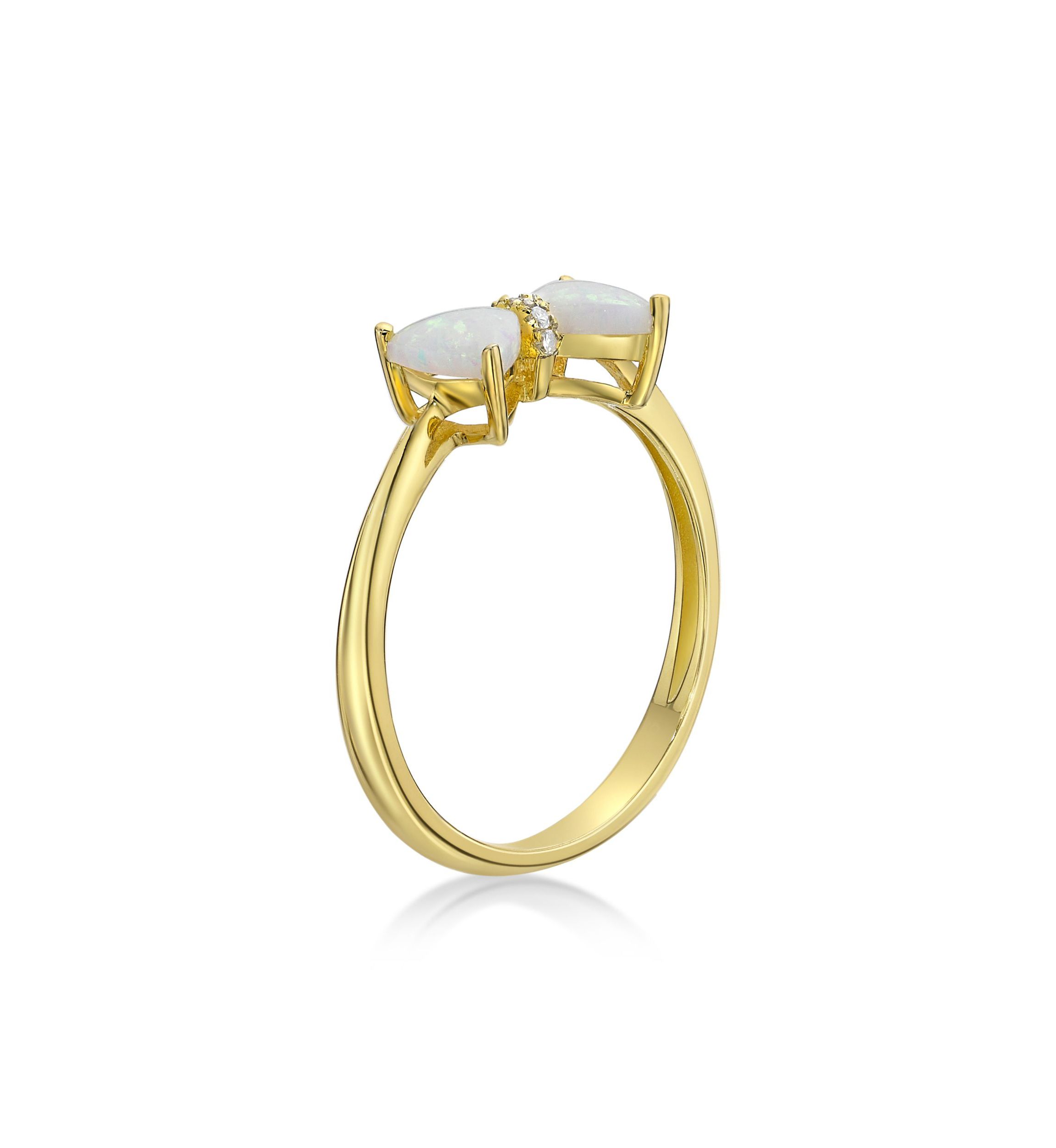 Lab Created 0.4 ct. t.w. Lab-created Opal and Diamond Accent Ring in Gold Plated Sterling Silver