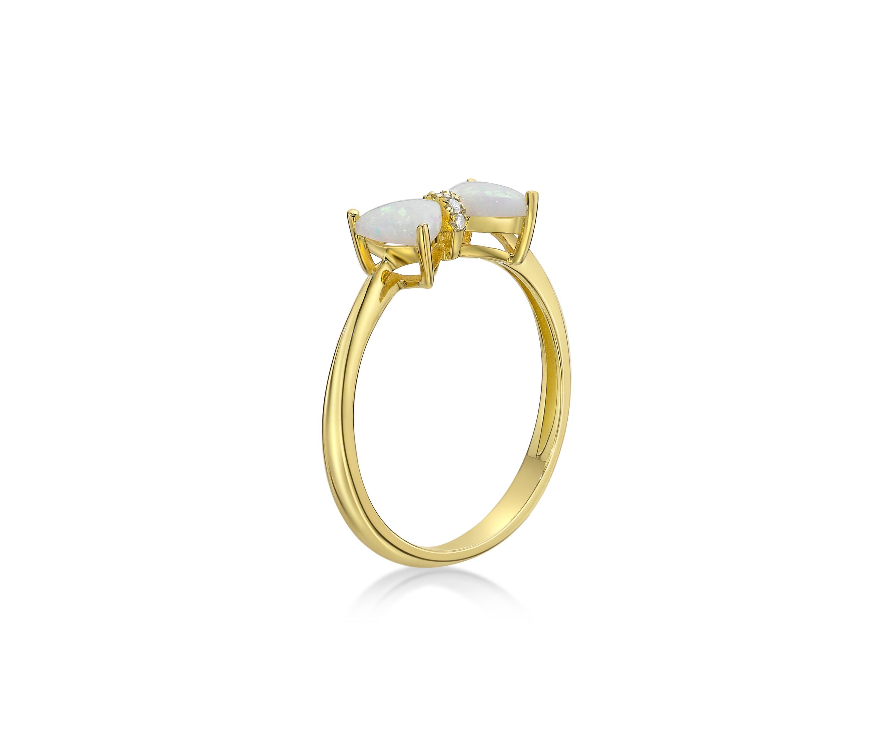 Lab Created 0.4 ct. t.w. Lab-created Opal and Diamond Accent Ring in Gold Plated Sterling Silver