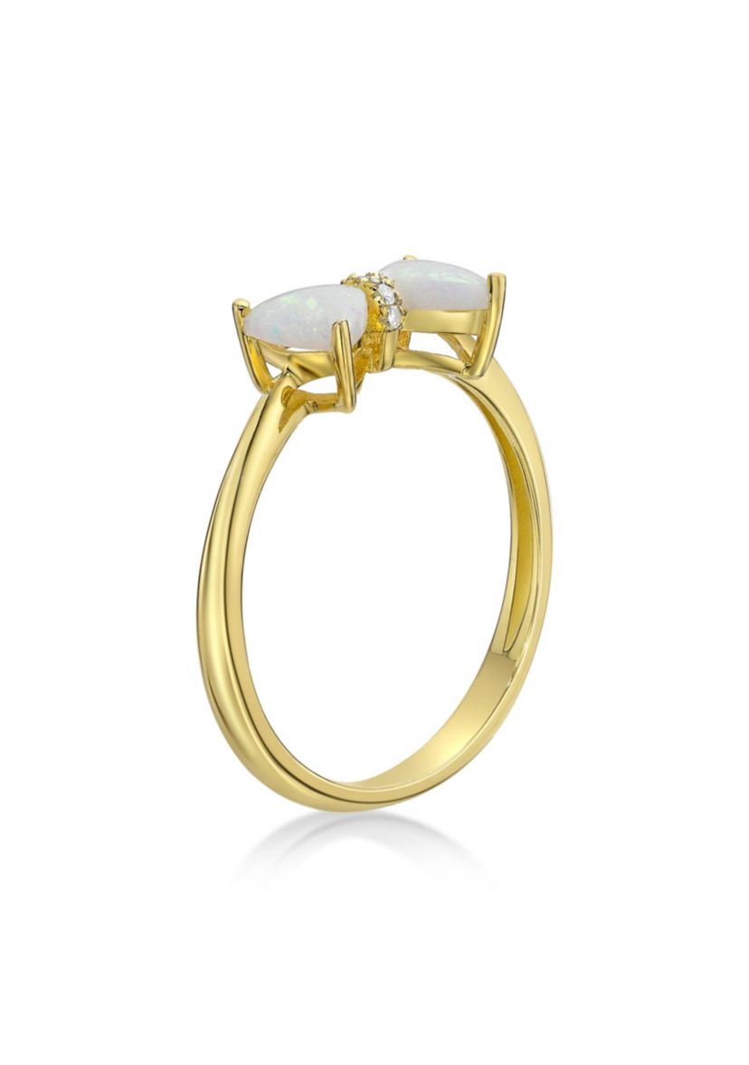 Lab Created 0.4 ct. t.w. Lab-created Opal and Diamond Accent Ring in Gold Plated Sterling Silver