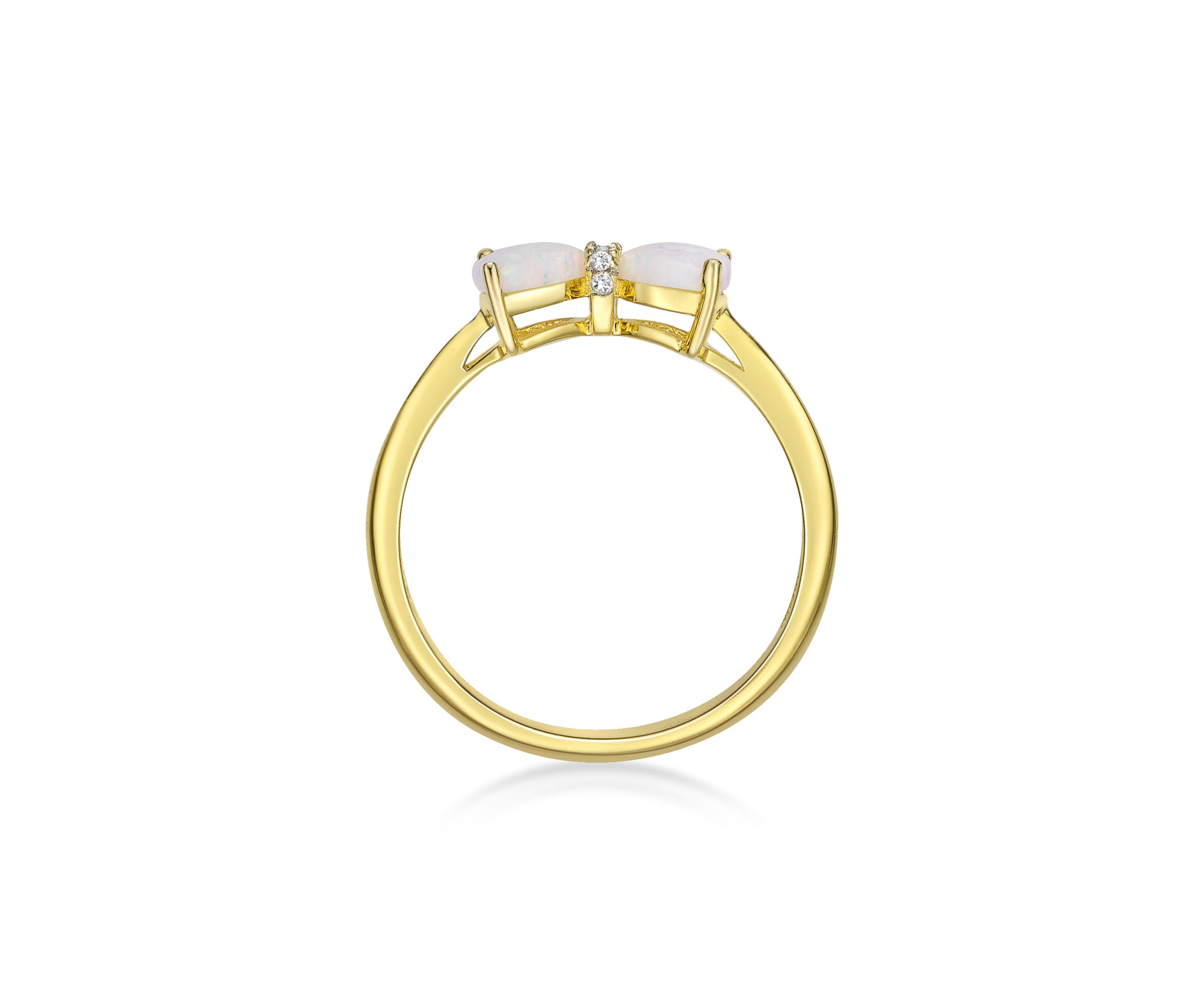 Lab Created 0.4 ct. t.w. Lab-created Opal and Diamond Accent Ring in Gold Plated Sterling Silver