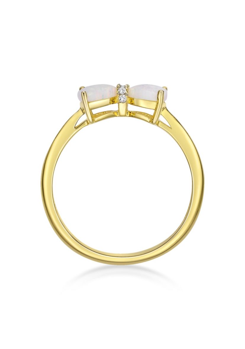 Lab Created 0.4 ct. t.w. Lab-created Opal and Diamond Accent Ring in Gold Plated Sterling Silver