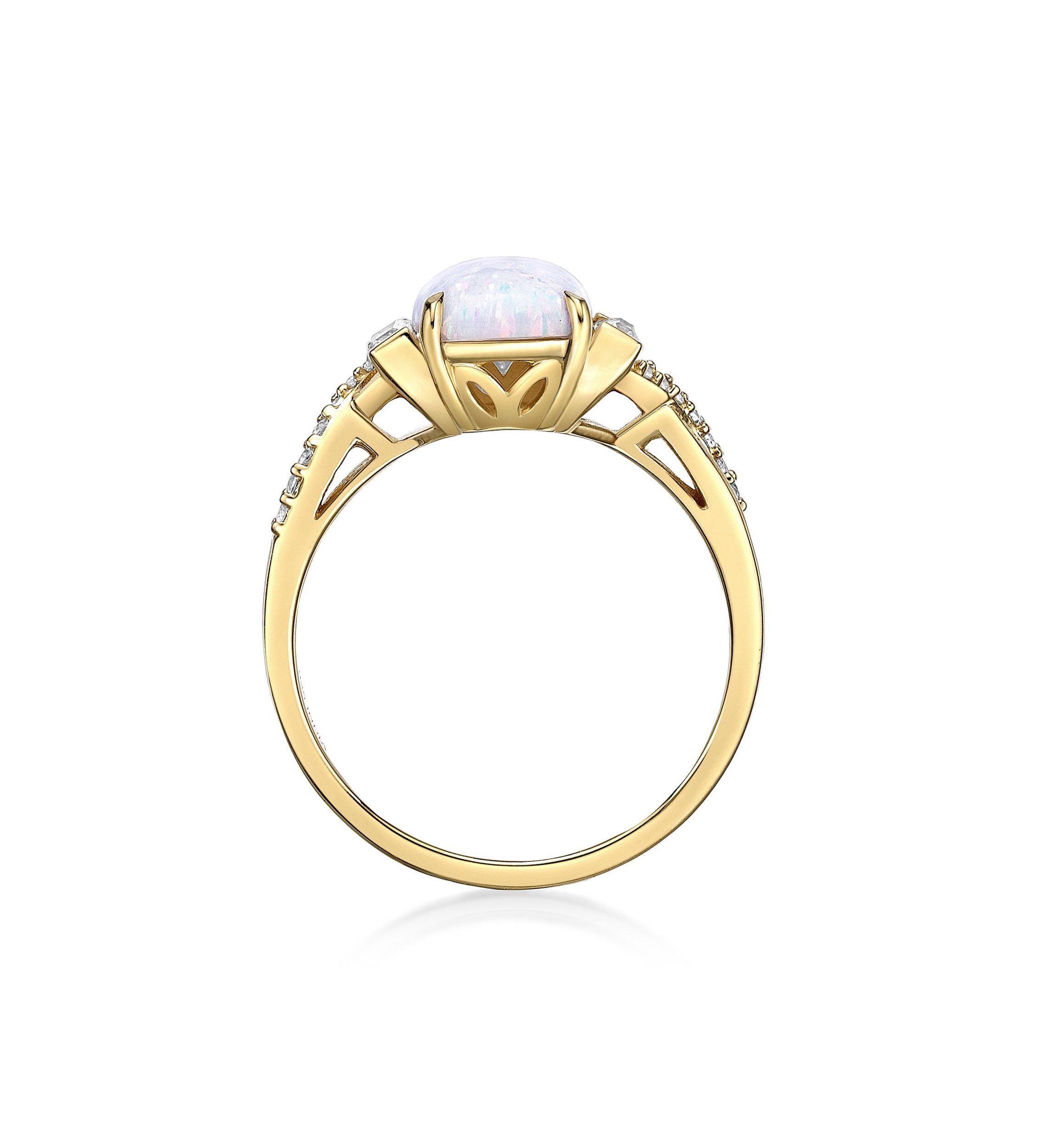 Lab Created 1.14 ct. t.w. Lab-created Opal and 3/8 ct. t.w. Lab-Created White Sapphire Ring in Gold Plated Sterling Silver