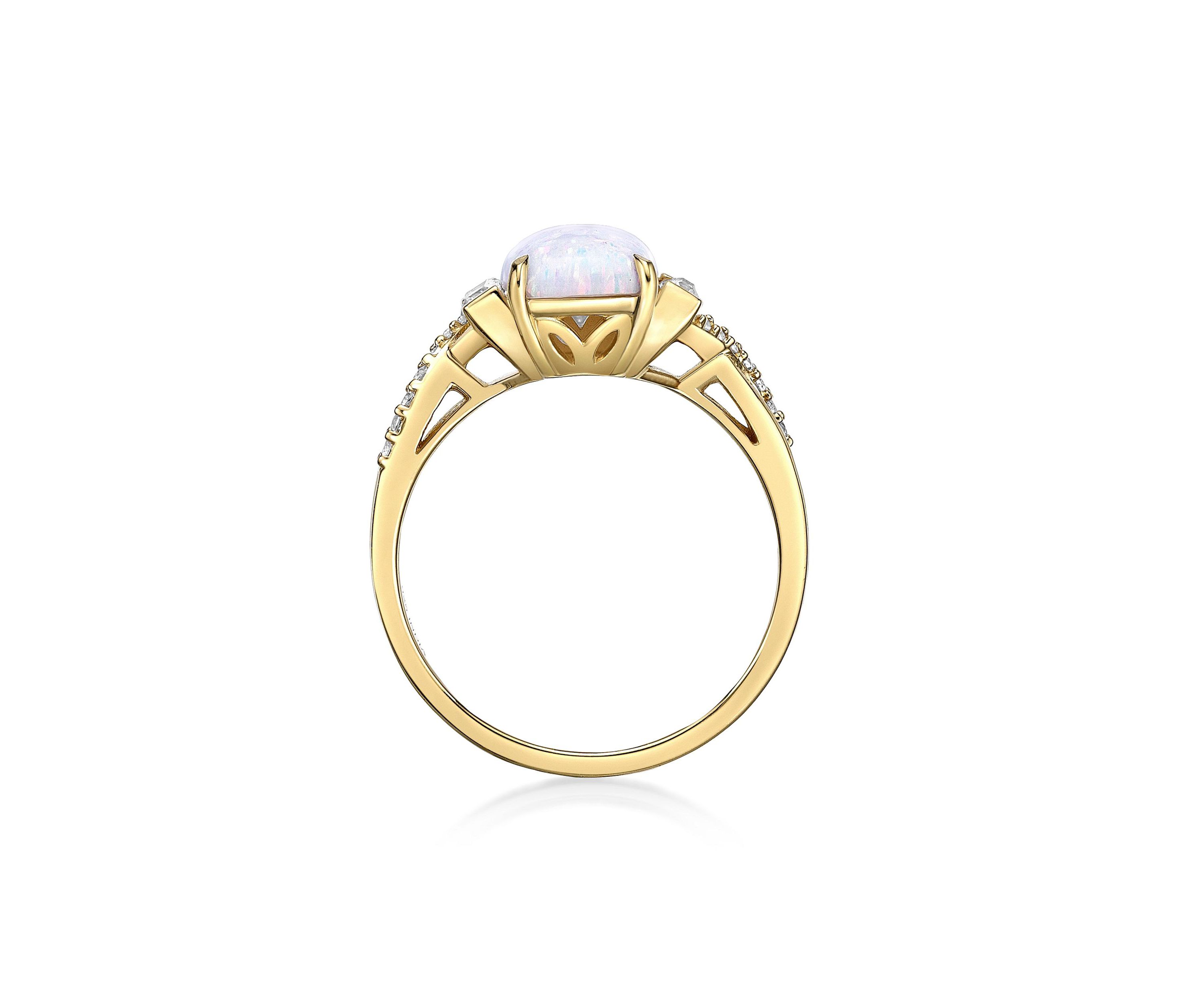 Lab Created 1.14 ct. t.w. Lab-created Opal and 3/8 ct. t.w. Lab-Created White Sapphire Ring in Gold Plated Sterling Silver