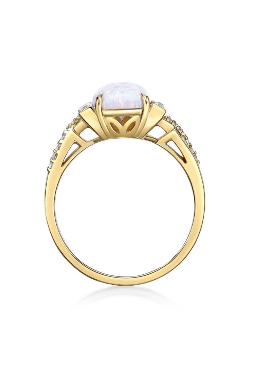 Lab Created 1.14 ct. t.w. Lab-created Opal and 3/8 ct. t.w. Lab-Created White Sapphire Ring in Gold Plated Sterling Silver