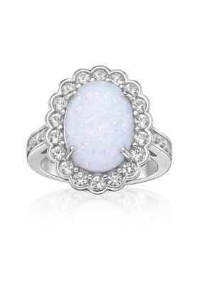 Gemminded Lab Created 1 ct. t.w. Lab-created Opal and 1/4 ct. t.w. Lab-Created White Sapphire Ring in Sterling Silver, 6