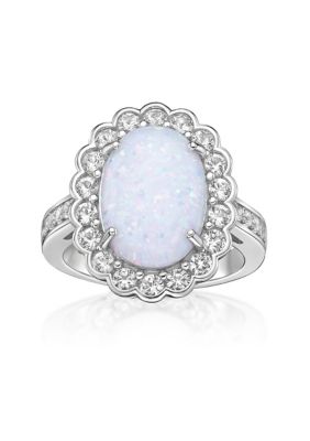 Belk & Co Lab Created 1 Ct. T.w. Lab-Created Opal And 1/4 Ct. T.w. Lab-Created White Sapphire Ring In Sterling Silver, 5 -  0736966929771