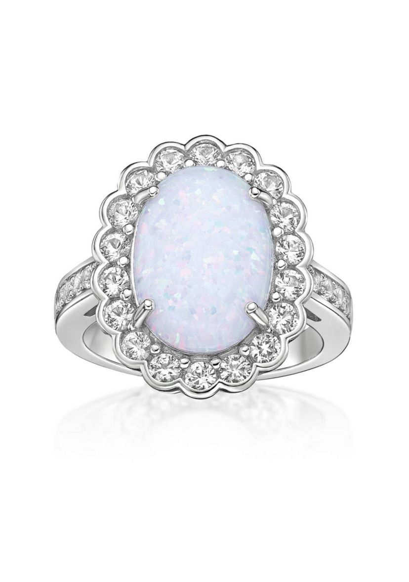 Lab Created 1 ct. t.w. Lab-created Opal and 1/4 ct. t.w. Lab-Created White Sapphire Ring in Sterling Silver