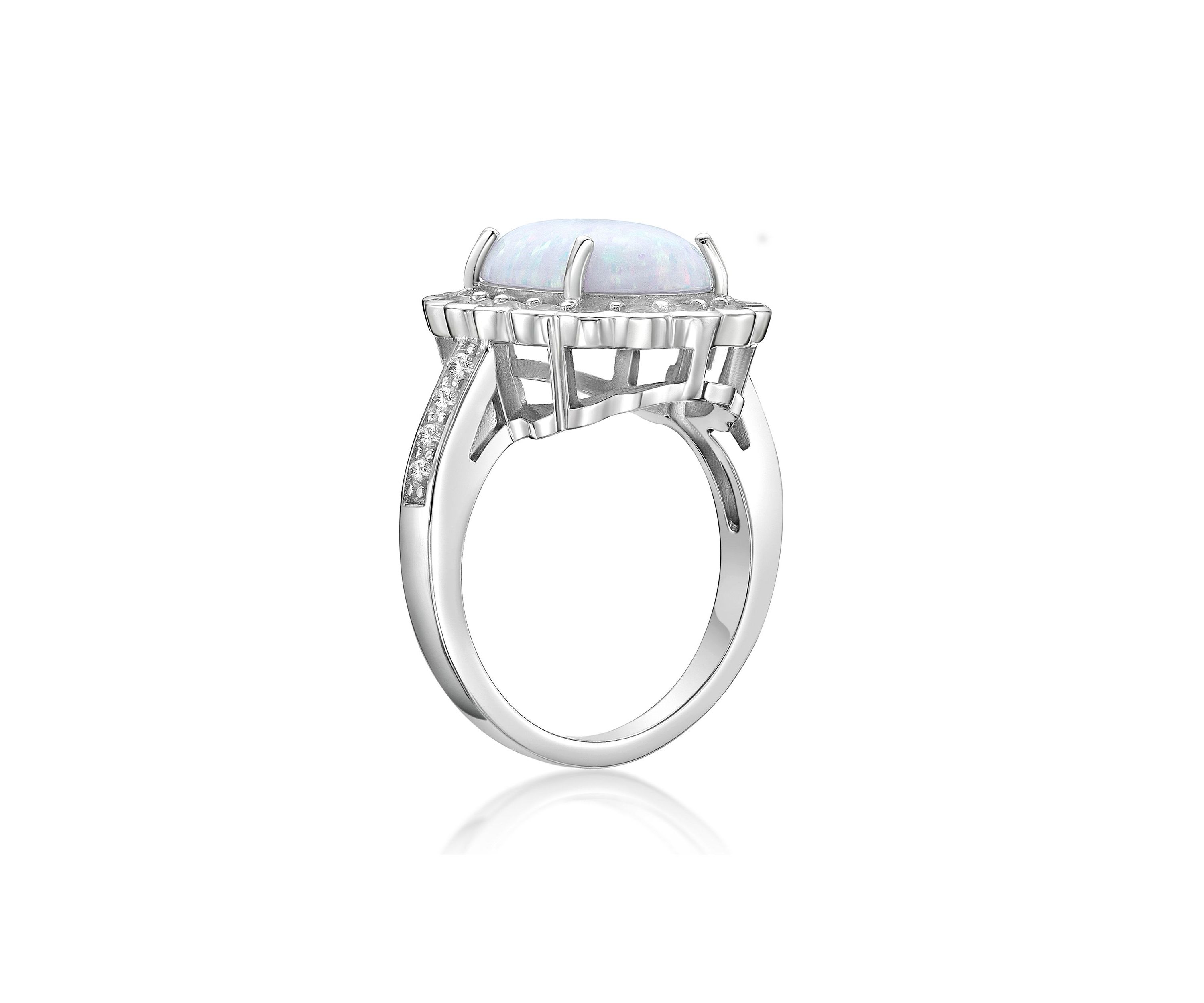 Lab Created 1 ct. t.w. Lab-created Opal and 1/4 ct. t.w. Lab-Created White Sapphire Ring in Sterling Silver