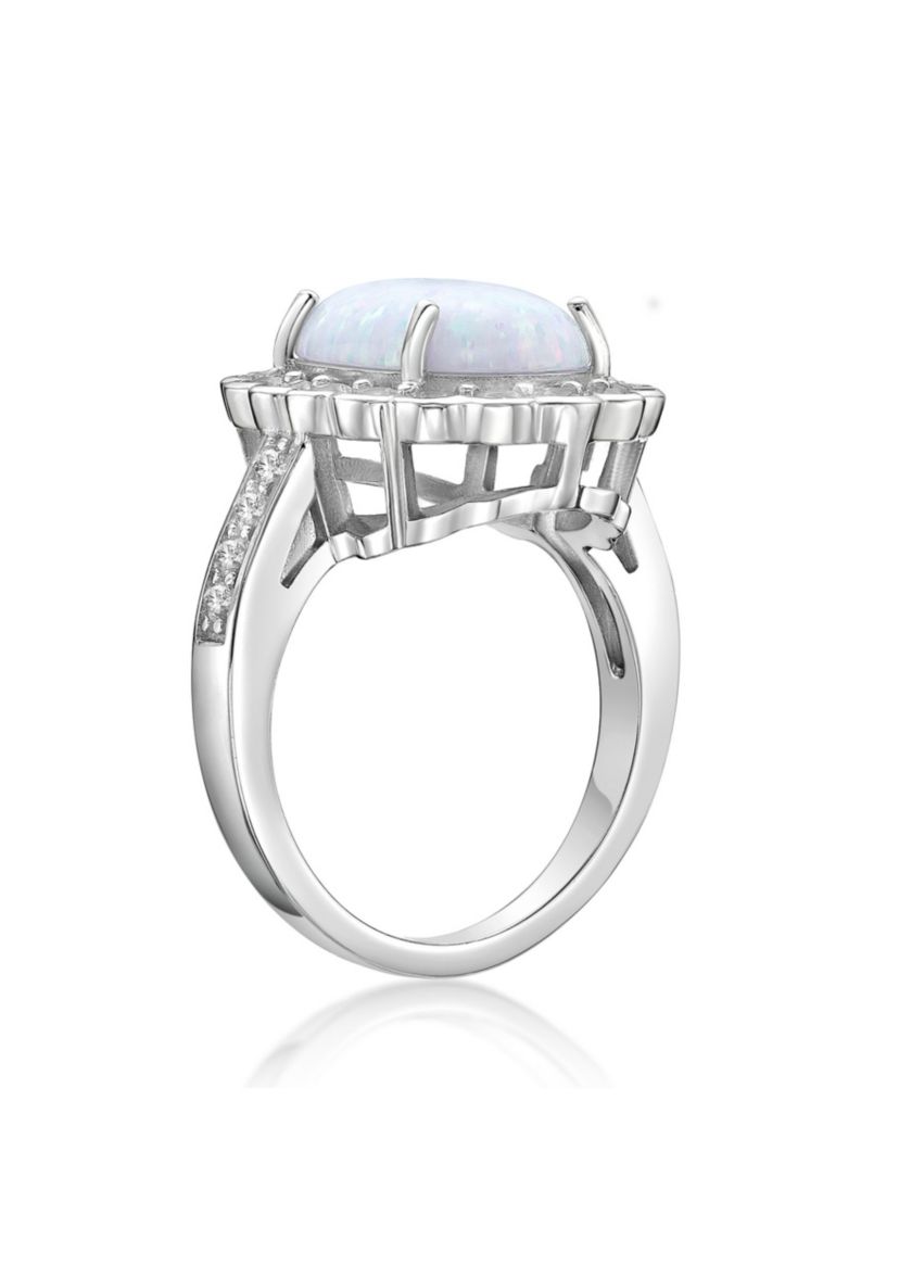 Lab Created 1 ct. t.w. Lab-created Opal and 1/4 ct. t.w. Lab-Created White Sapphire Ring in Sterling Silver