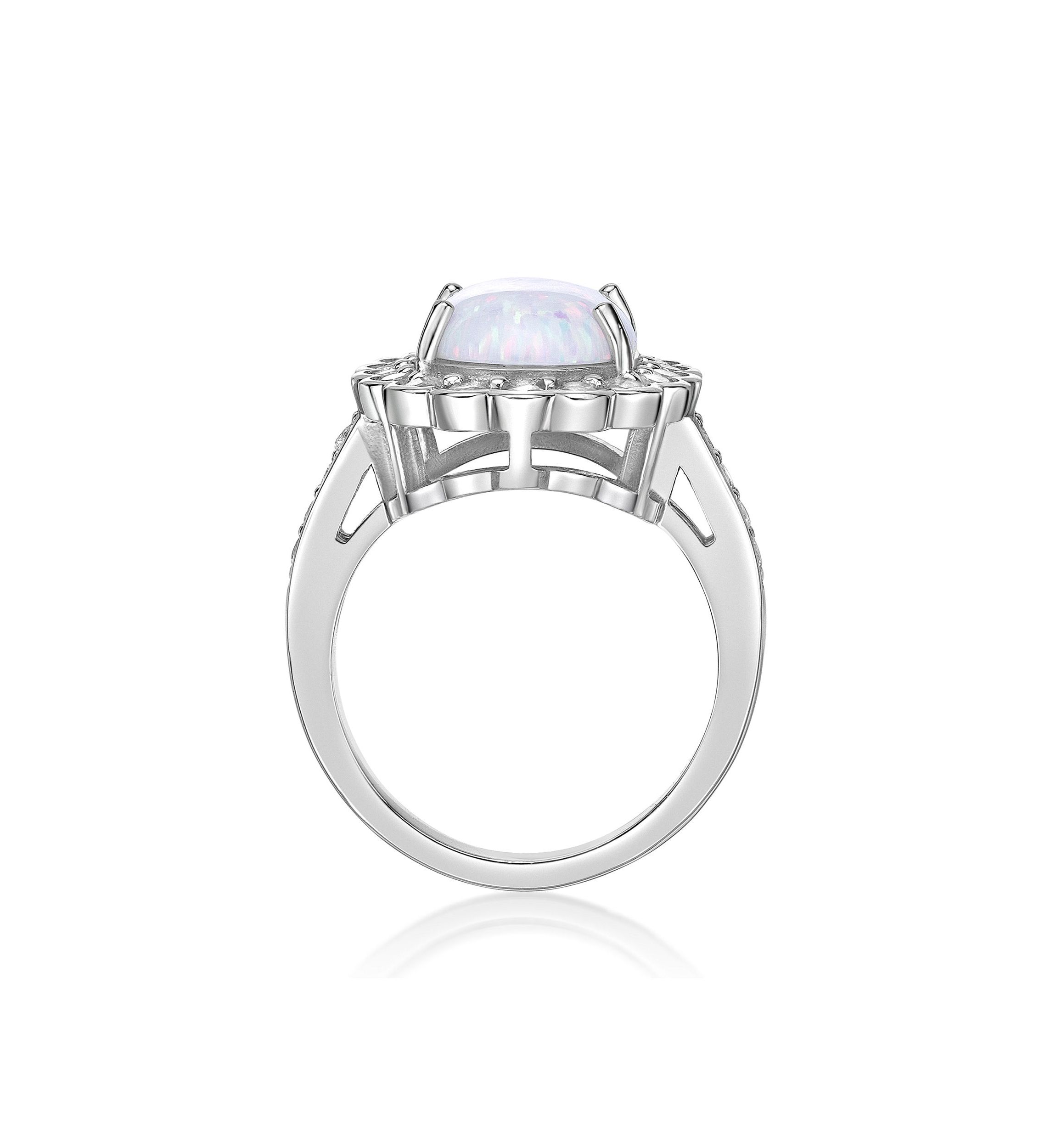 Lab Created 1 ct. t.w. Lab-created Opal and 1/4 ct. t.w. Lab-Created White Sapphire Ring in Sterling Silver