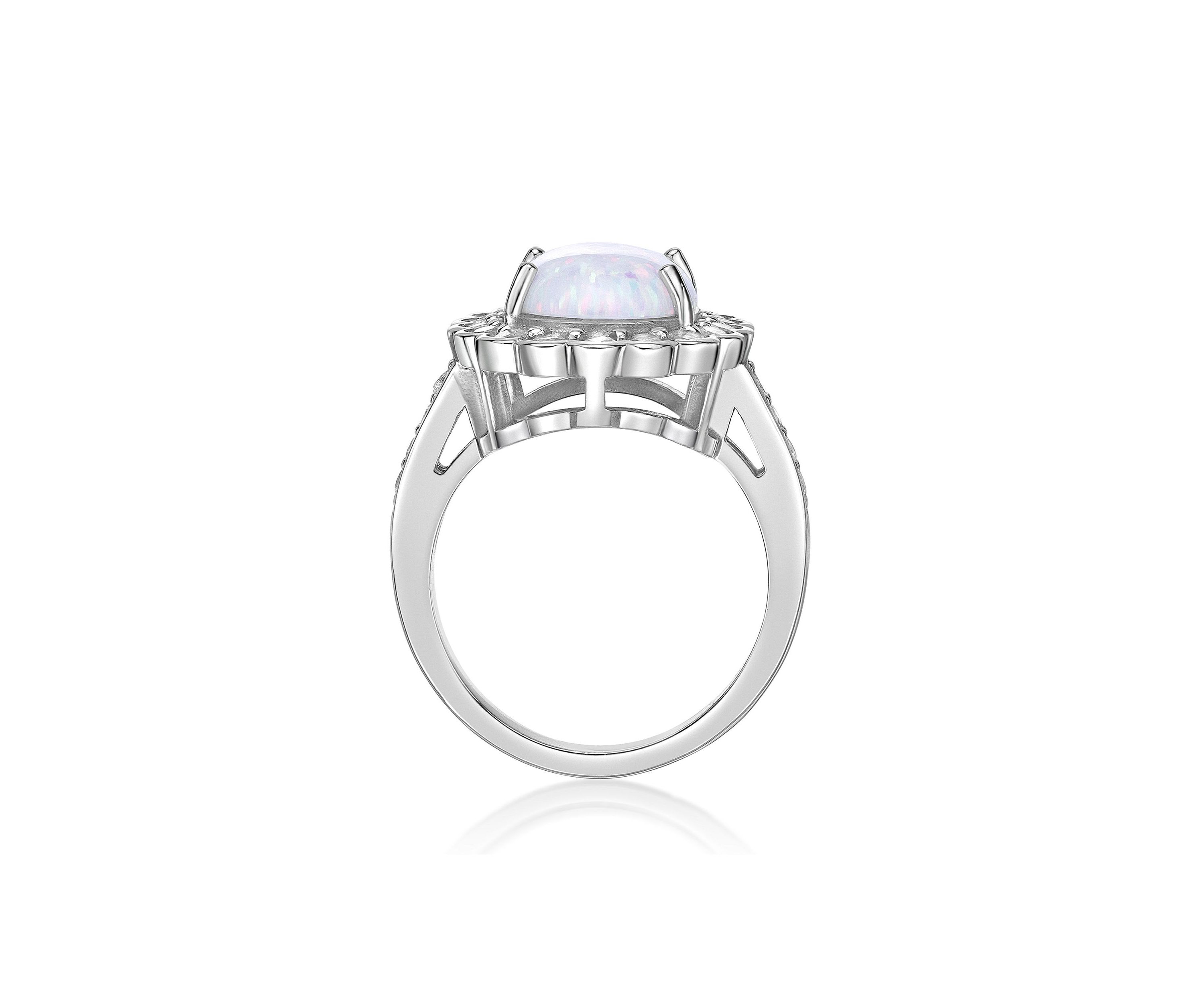 Lab Created 1 ct. t.w. Lab-created Opal and 1/4 ct. t.w. Lab-Created White Sapphire Ring in Sterling Silver