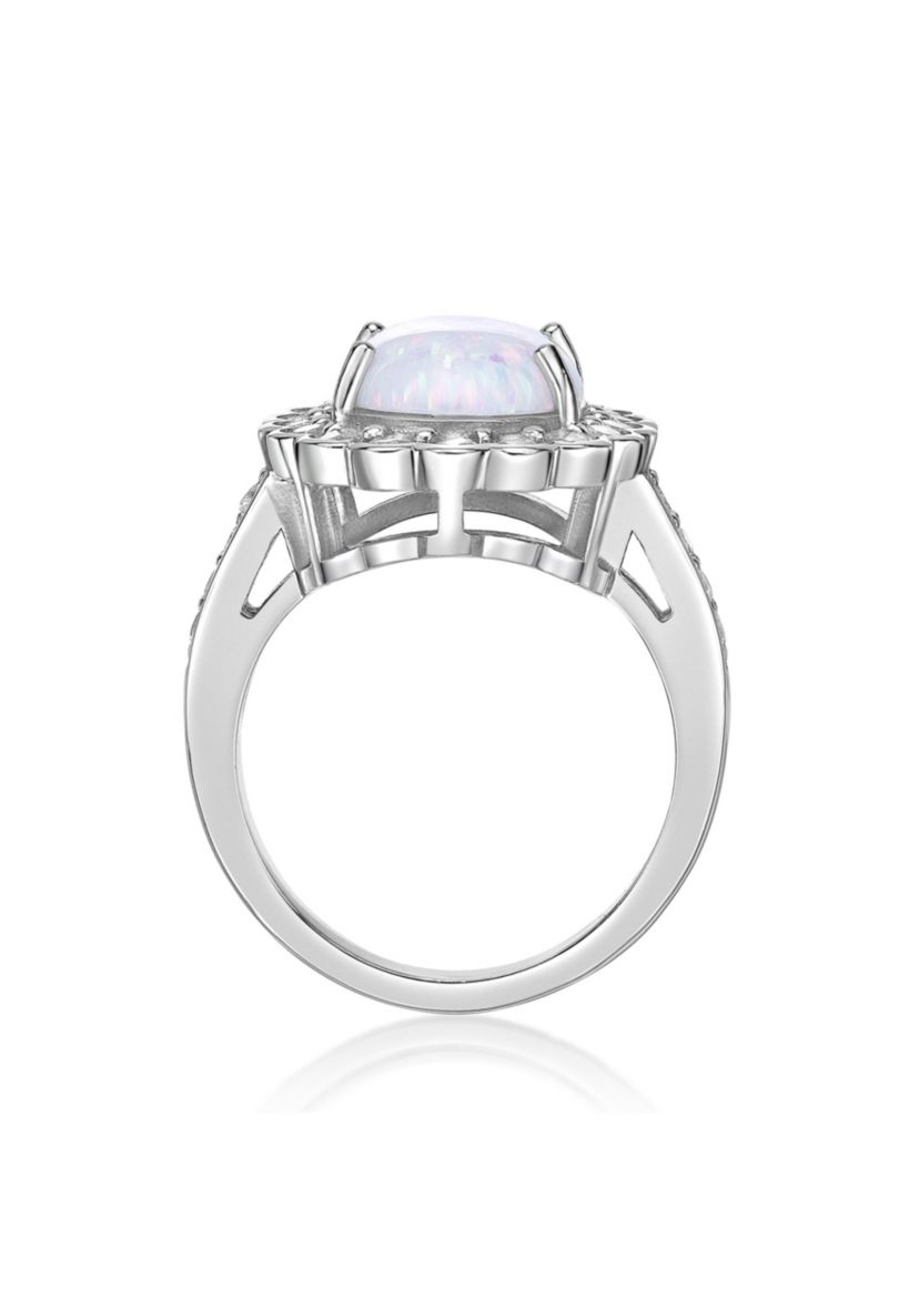 Lab Created 1 ct. t.w. Lab-created Opal and 1/4 ct. t.w. Lab-Created White Sapphire Ring in Sterling Silver