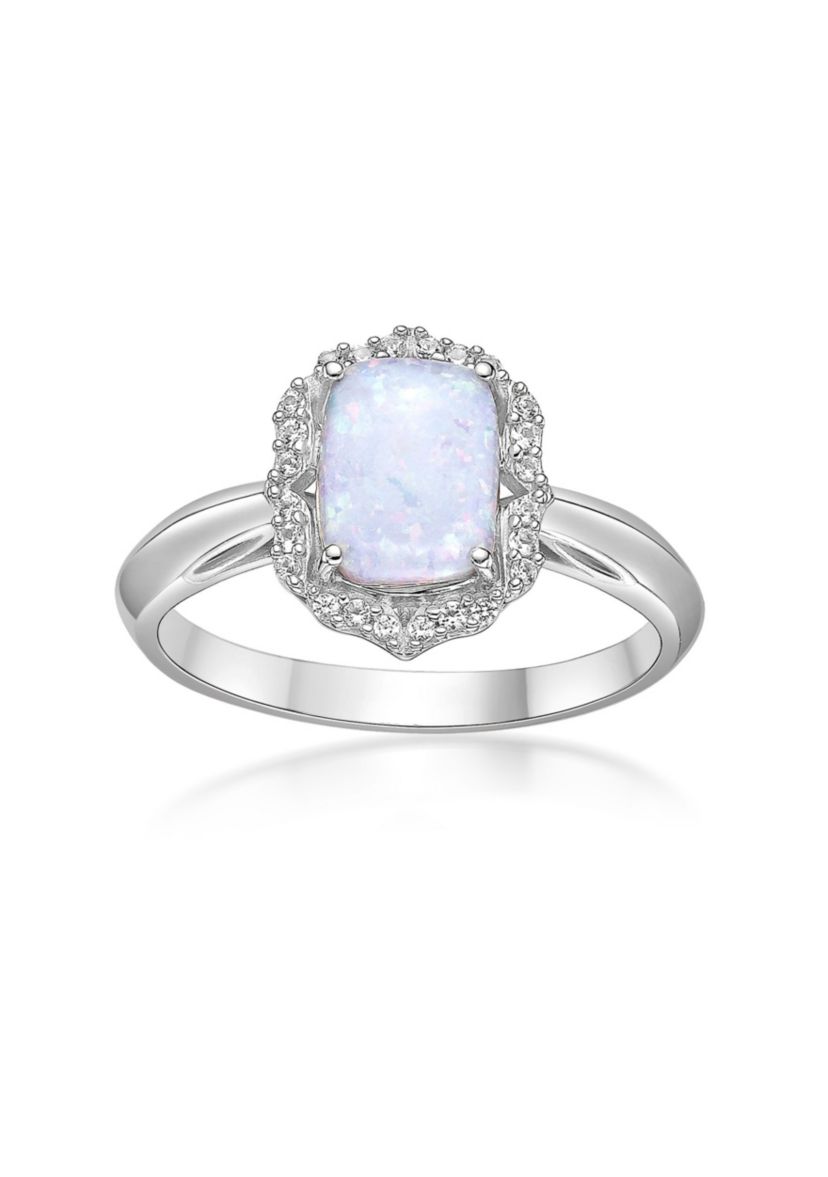 Lab Created 1 ct. t.w. Lab-created Opal and 1/4 ct. t.w. Lab-Created White Sapphire Ring in Sterling Silver