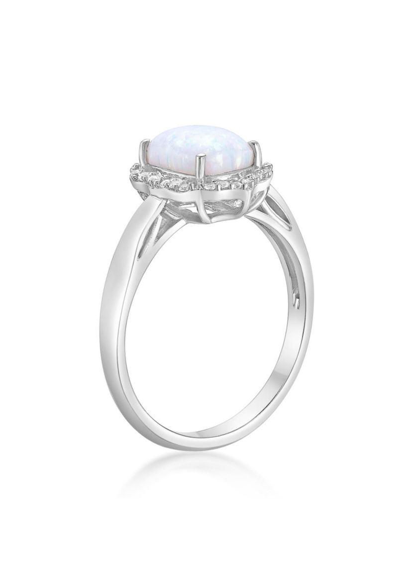 Lab Created 1 ct. t.w. Lab-created Opal and 1/4 ct. t.w. Lab-Created White Sapphire Ring in Sterling Silver