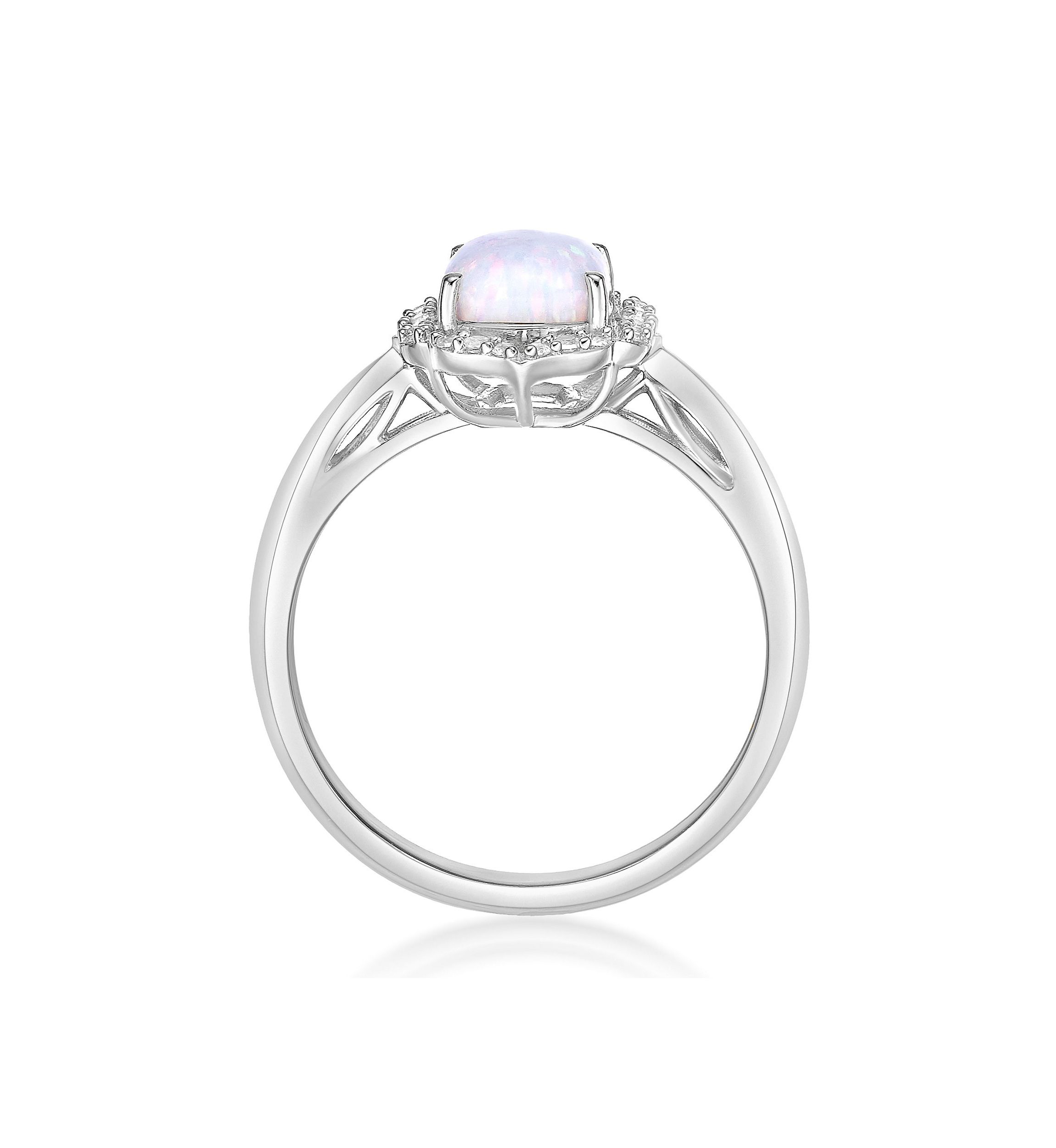 Lab Created 1 ct. t.w. Lab-created Opal and 1/4 ct. t.w. Lab-Created White Sapphire Ring in Sterling Silver