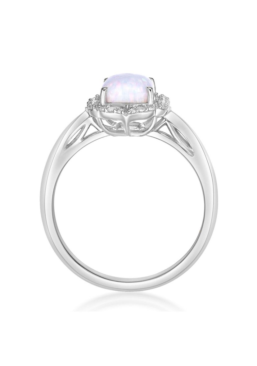 Lab Created 1 ct. t.w. Lab-created Opal and 1/4 ct. t.w. Lab-Created White Sapphire Ring in Sterling Silver