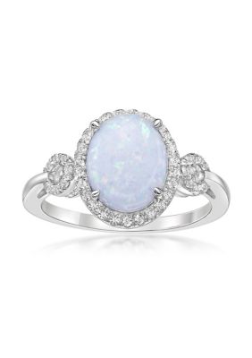 Gemminded Lab Created 1 ct. t.w. Lab-created Opal and 3/8 ct. t.w. Lab-Created White Sapphire Ring in Sterling Silver