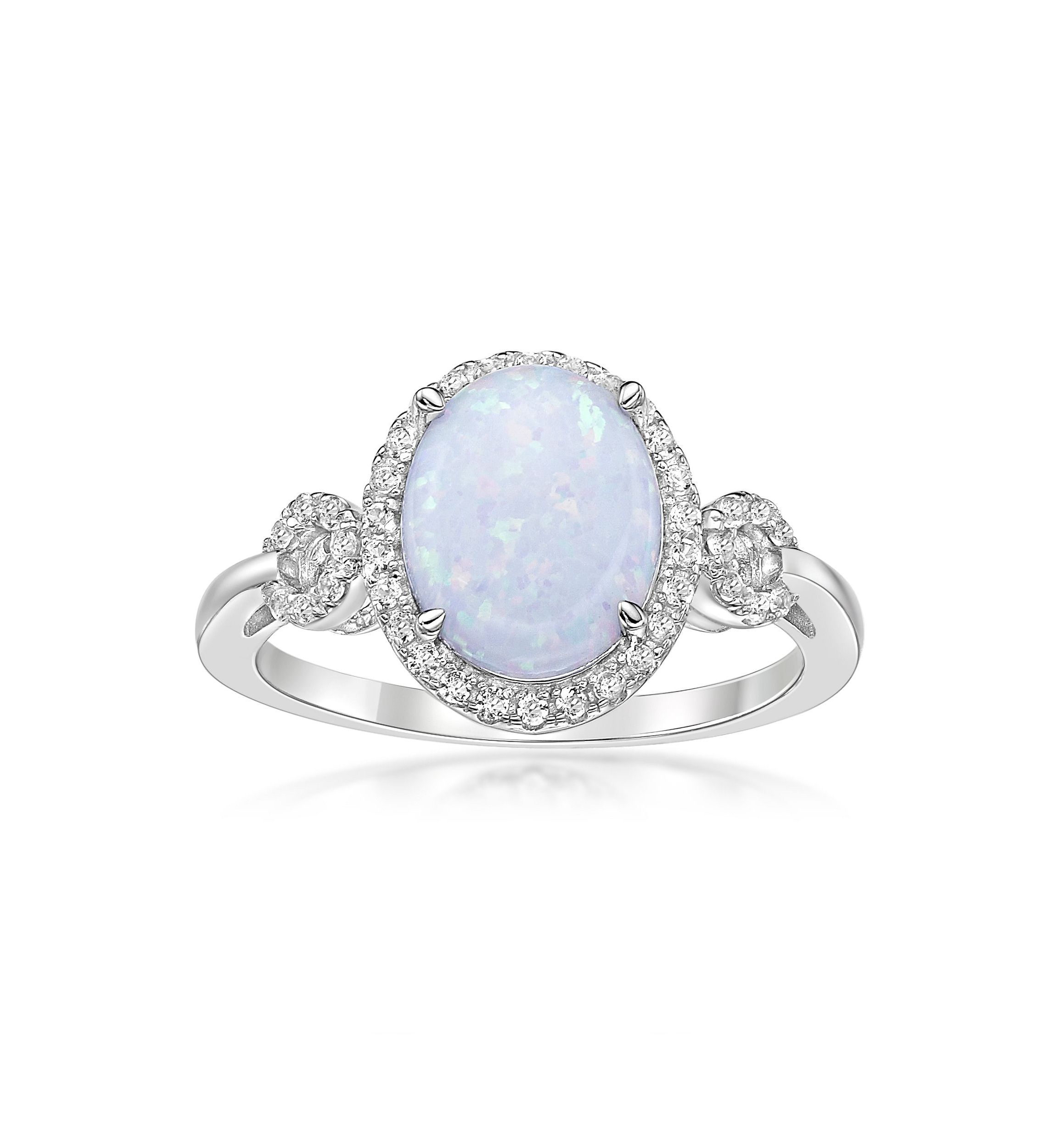 Lab Created 1 ct. t.w. Lab-created Opal and 3/8 ct. t.w. Lab-Created White Sapphire Ring in Sterling Silver