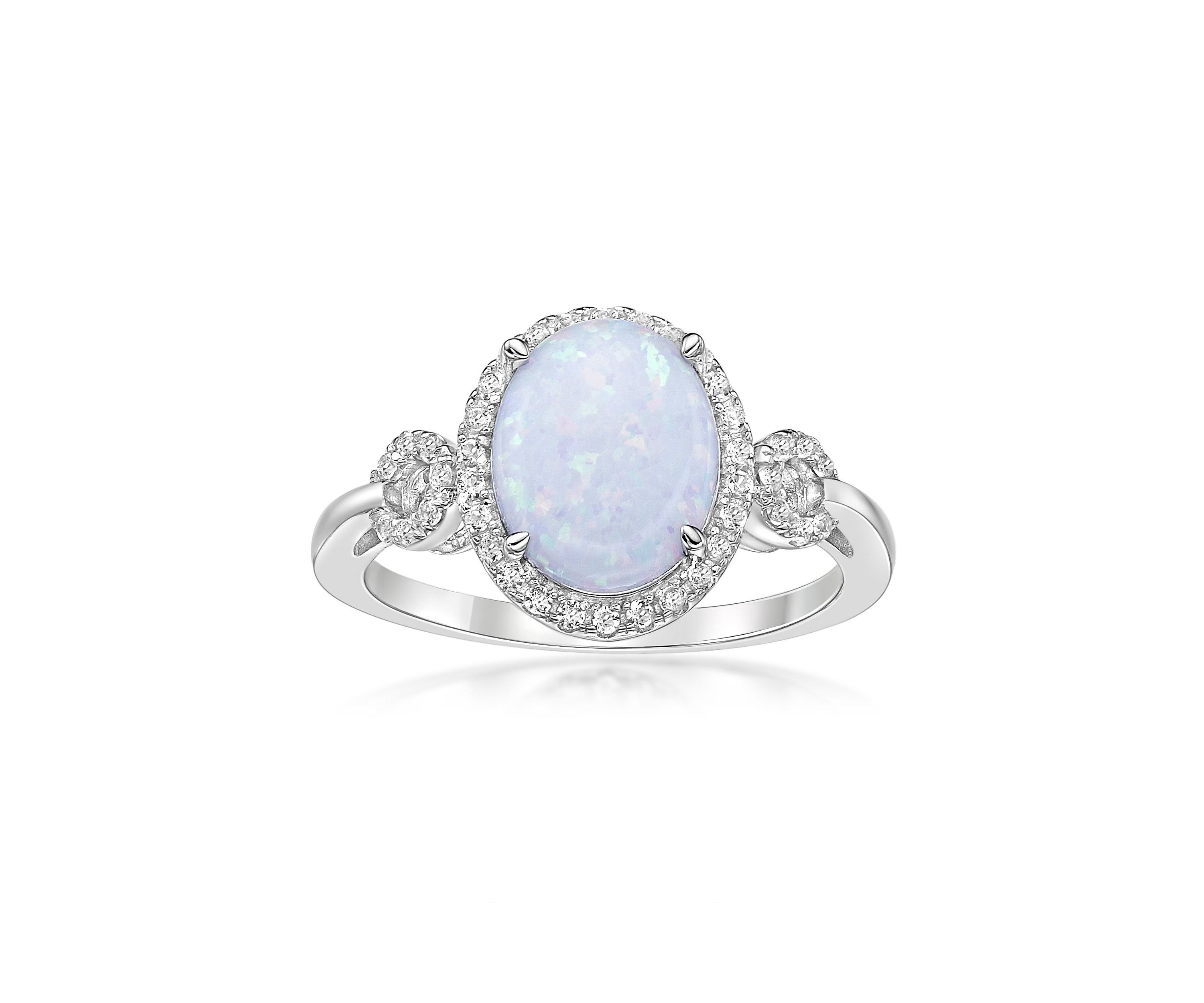 Lab Created 1 ct. t.w. Lab-created Opal and 3/8 ct. t.w. Lab-Created White Sapphire Ring in Sterling Silver