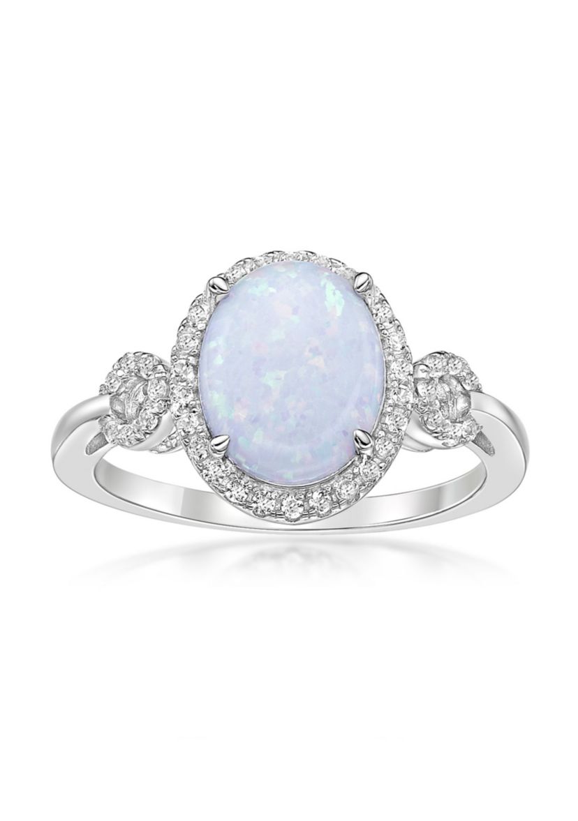 Lab Created 1 ct. t.w. Lab-created Opal and 3/8 ct. t.w. Lab-Created White Sapphire Ring in Sterling Silver