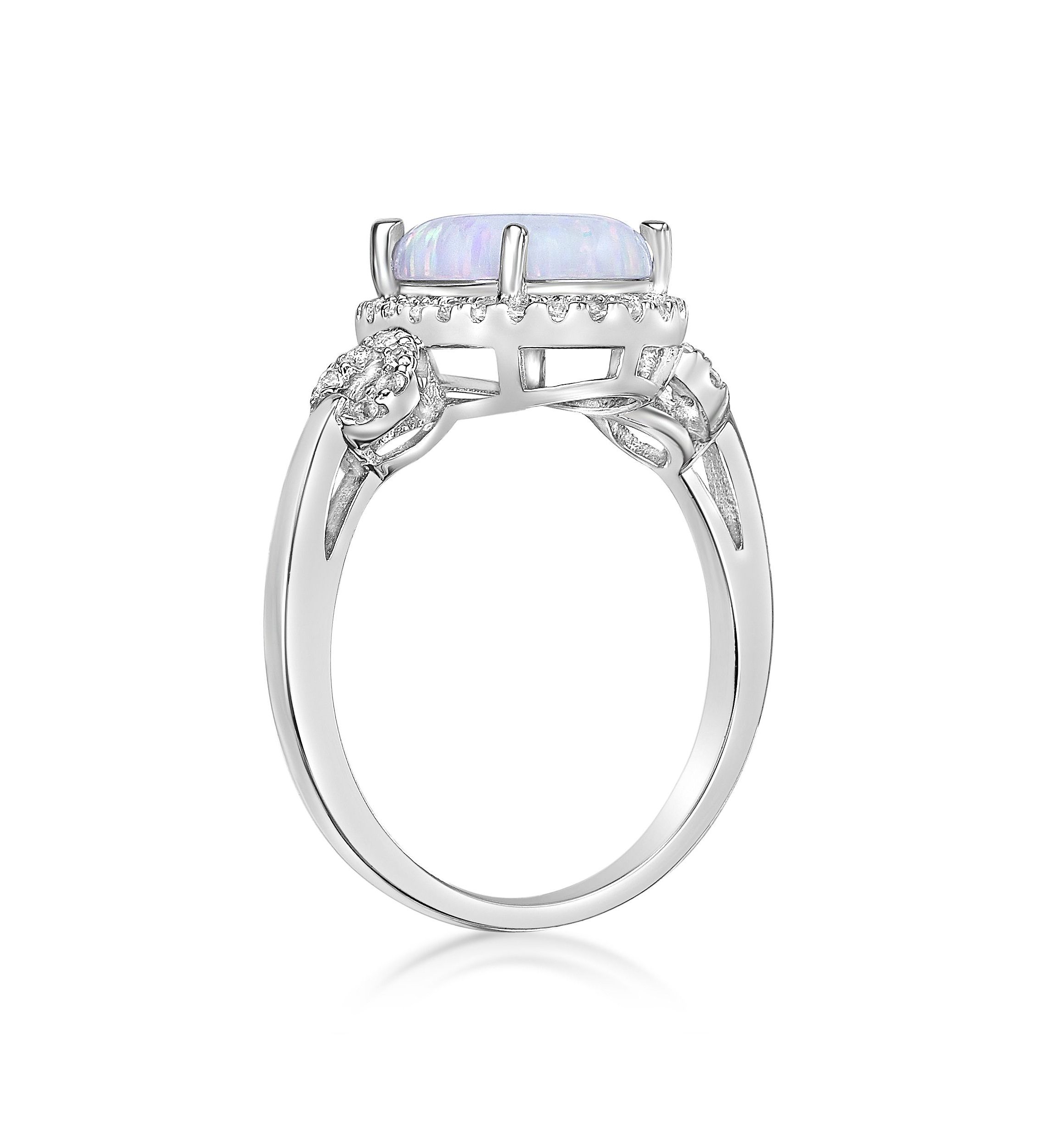 Lab Created 1 ct. t.w. Lab-created Opal and 3/8 ct. t.w. Lab-Created White Sapphire Ring in Sterling Silver